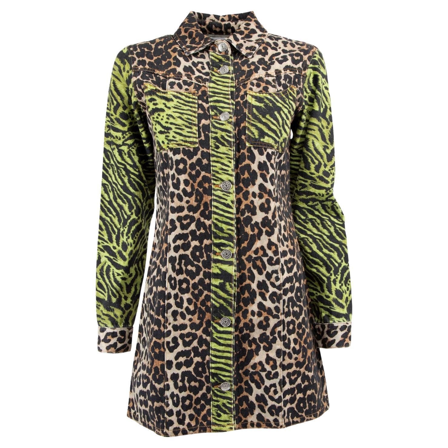 Ganni Women
s Leopard Print Button Dress