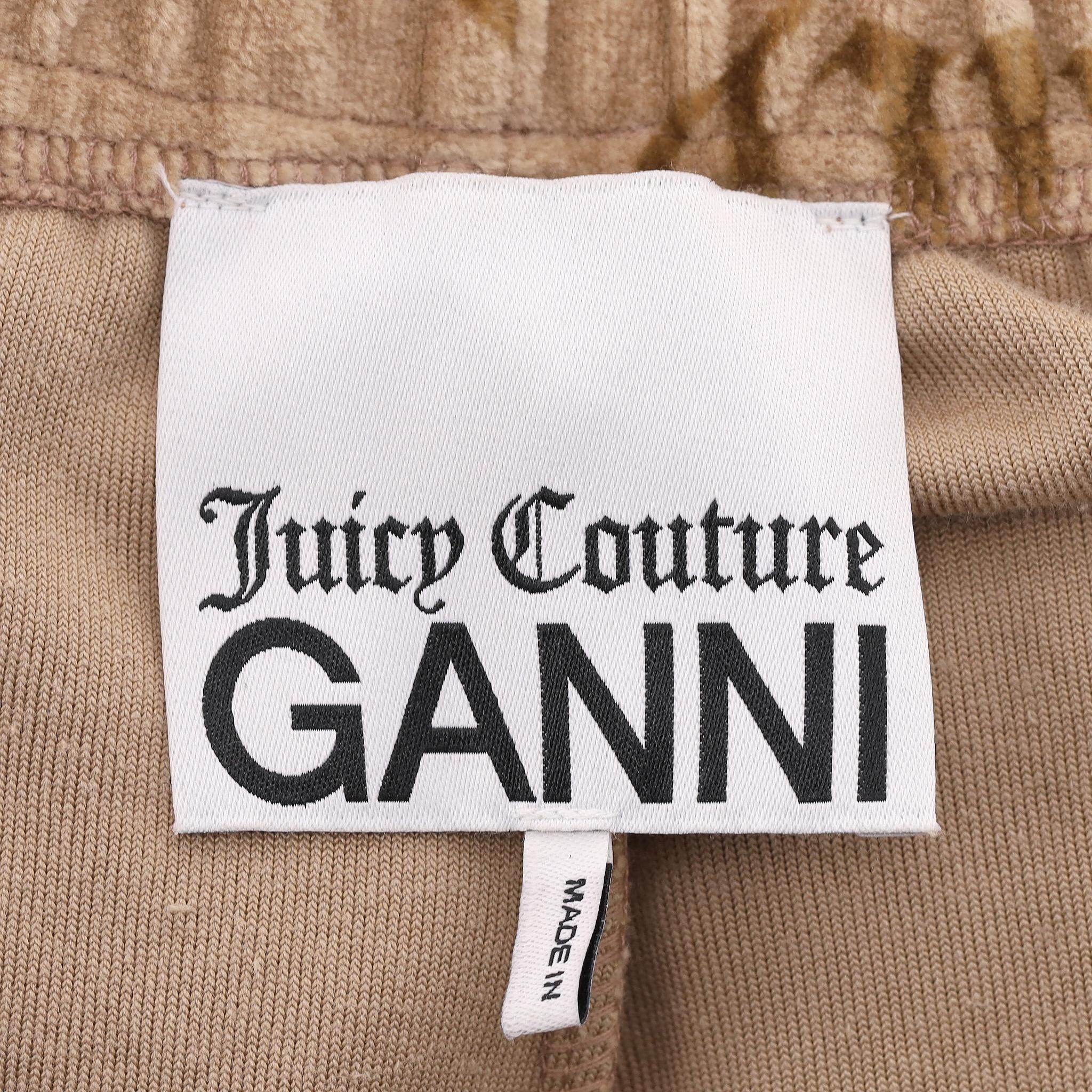 Ganni x Juicy Couture Y2K Velour Logo & Crystal Two-Piece Tracksuit Set For Sale 4