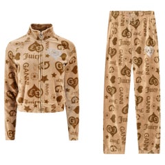 Ganni x Juicy Couture Y2K Velour Logo & Crystal Two-Piece Tracksuit Set