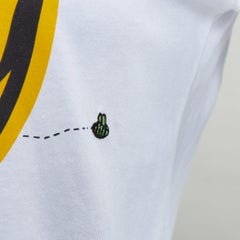 Ganni giallo logo Miele ape bianca in cotone ricamato tshirt XS