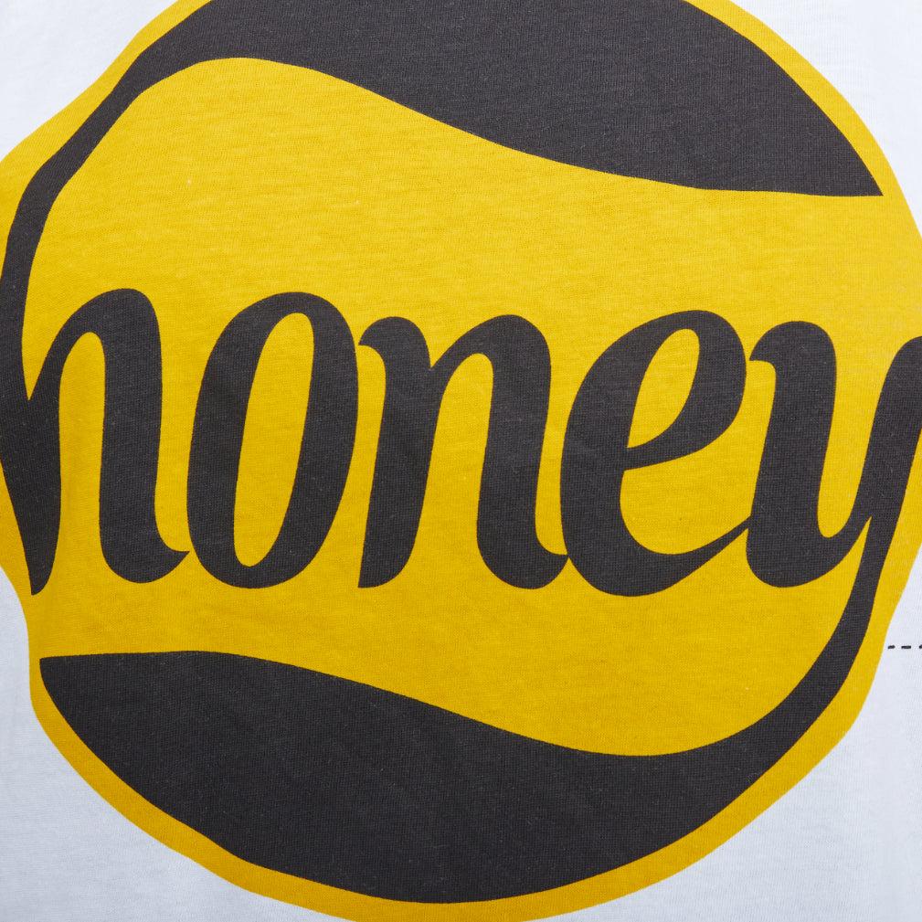 GANNI yellow Honey logo white cotton bee embroidered tshirt XS For Sale 2