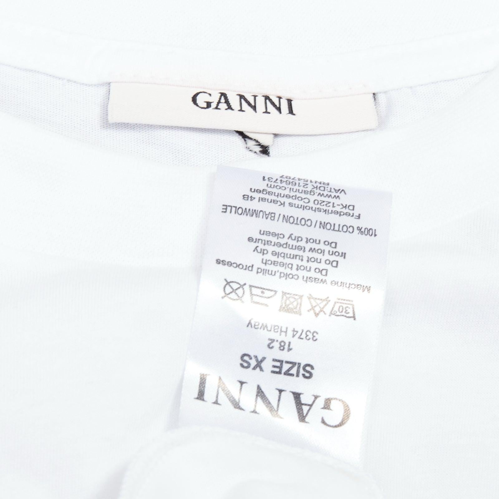 GANNI yellow Honey logo white cotton bee embroidered tshirt XS For Sale 3