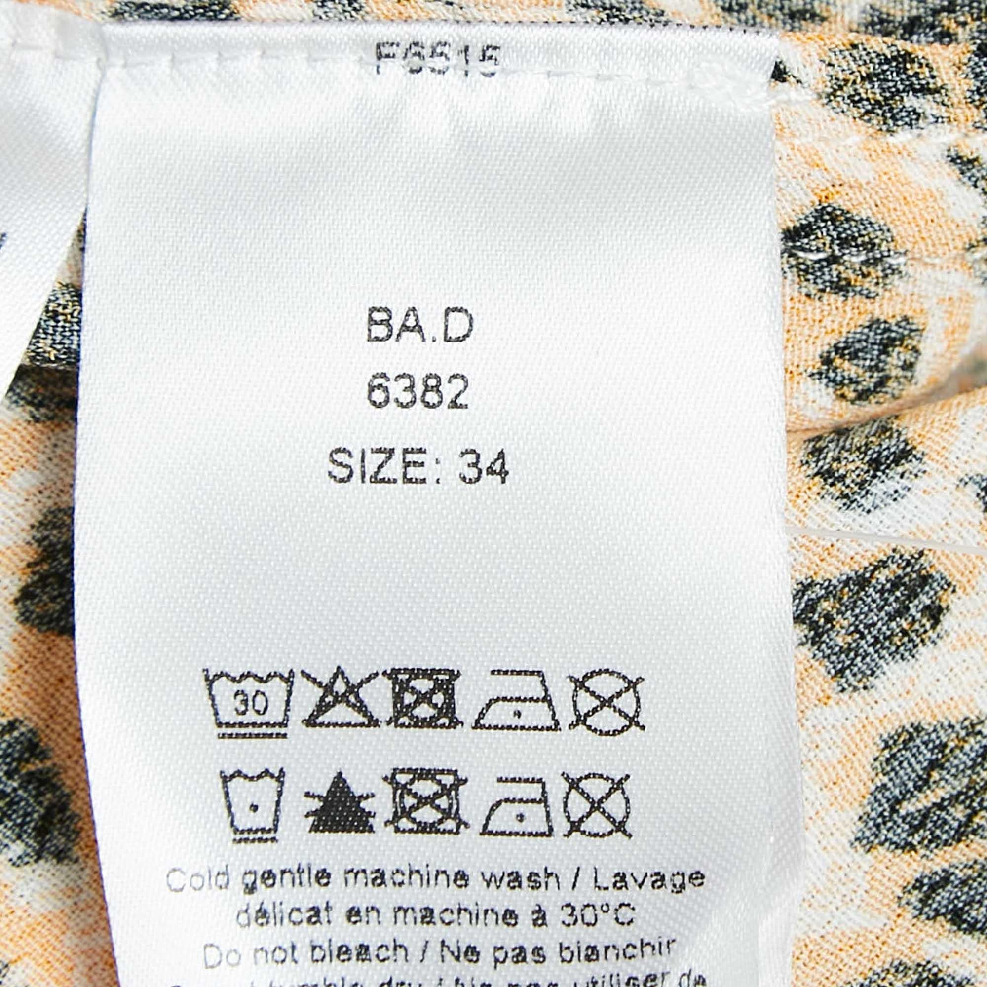 Donna Ganni - Vestito midi abbottonato in crepe con stampa leopardo giallo S in vendita