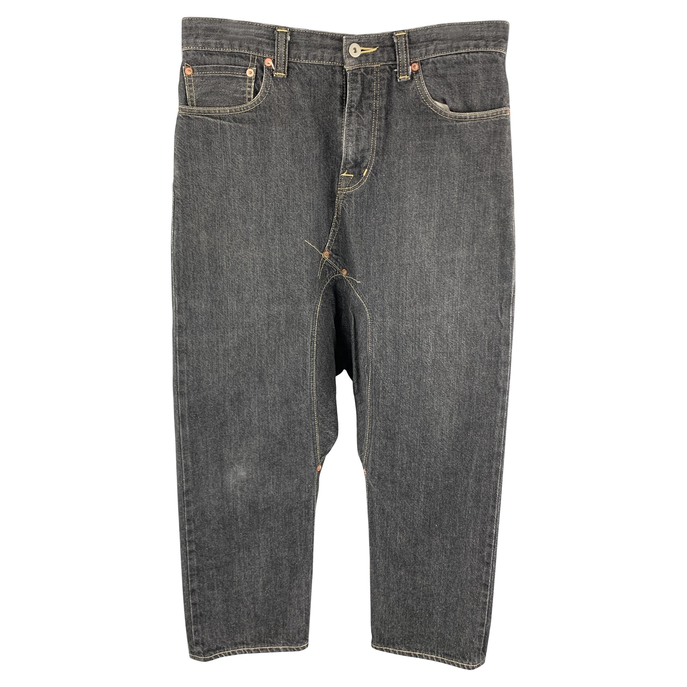GANRYU by COMME des GARCONS Size S Charcoal Cotton Drop-Crotch Jeans
