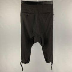GANRYU Pantalones de vestir de entrepierna de lana negra talla M