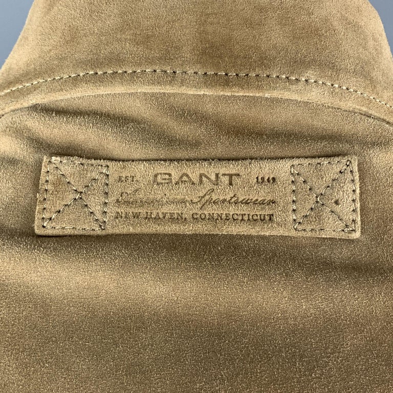 GANT L Tan Suede Zip Up Slit Pockets Buttoned Turn-Ups Bomber Style Jacket  at 1stDibs | ups bomber jacket, gant suede jacket, gant brown leather jacket