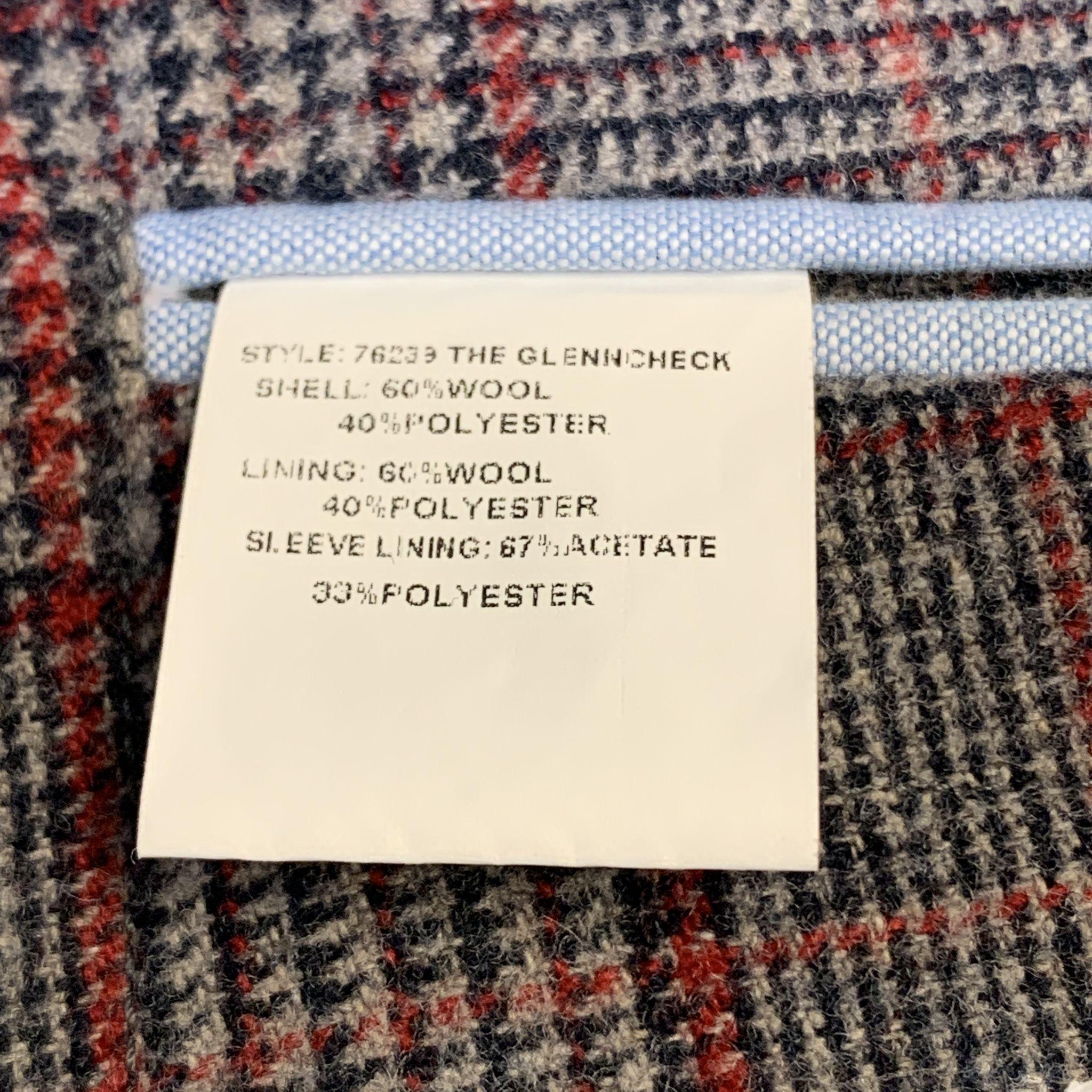 Men's GANT RUGGER Size 38 Gray & Red Plaid Wool / Polyester Notch Lapel Sport Coat