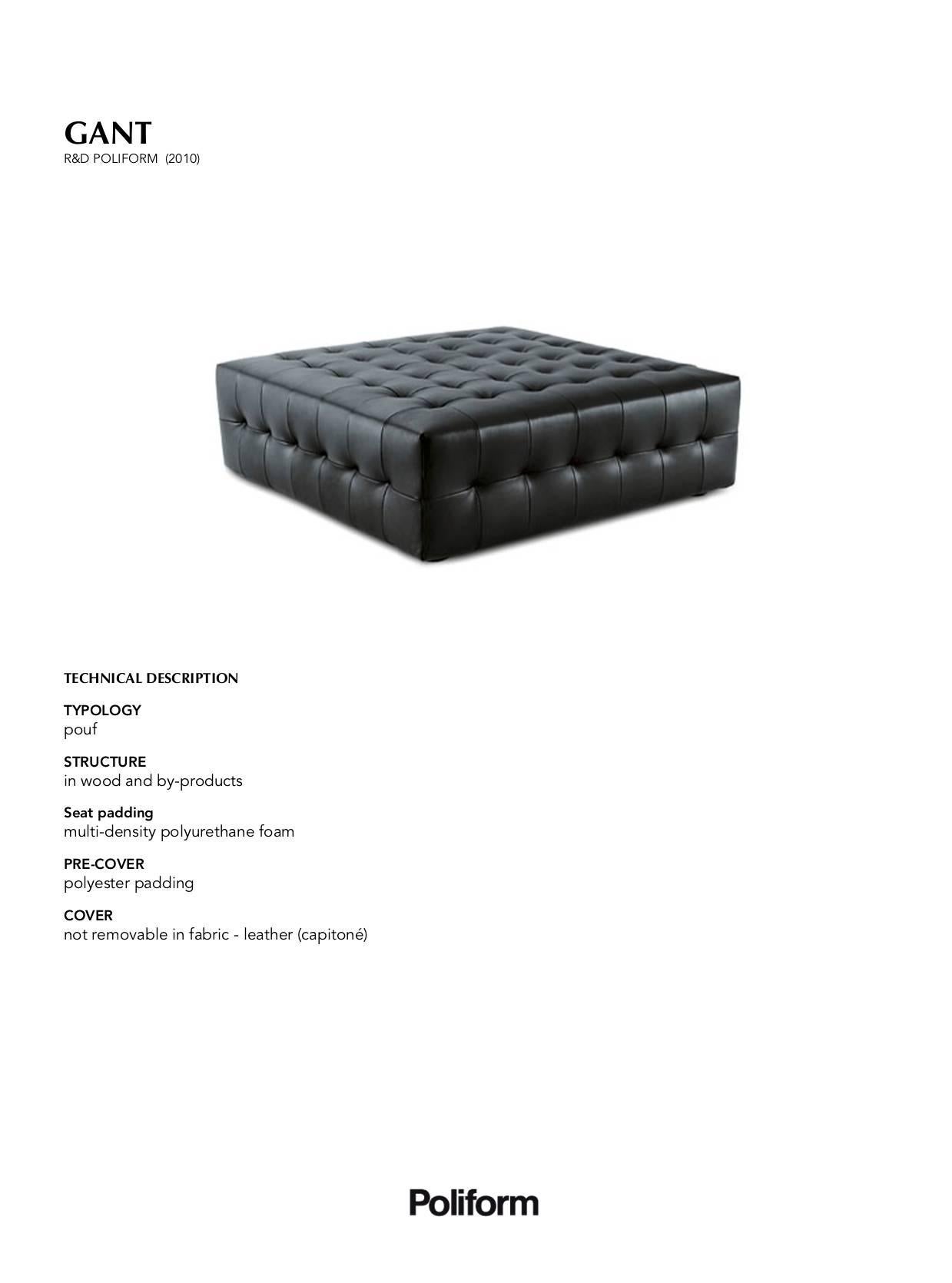 Gant Tufted Ottoman in Fabric or Leather Designed by Vittorio Prato for Poliform In New Condition For Sale In Rhinebeck, NY