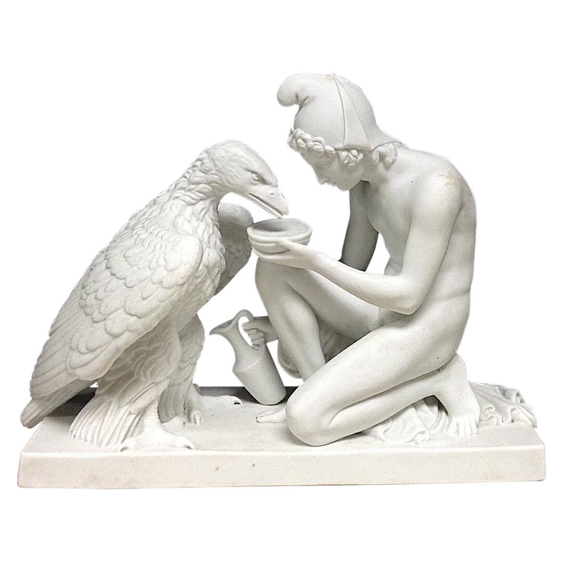 Ganymede and the Eagle Marble Bust Sculpture, 20th Century