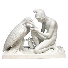 Vintage Ganymede and the Eagle Marble Bust Sculpture, 20th Century