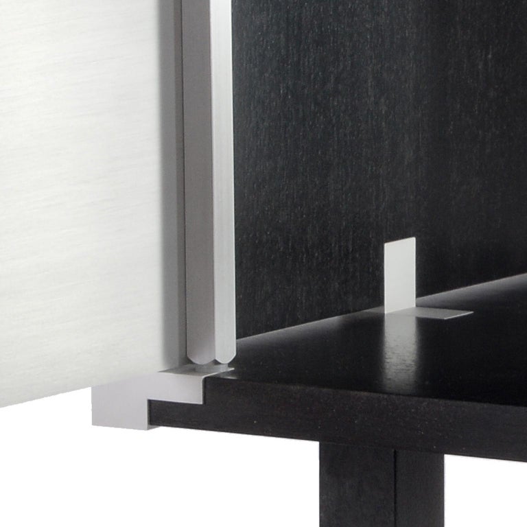 Ganymede Modern Liquor Cabinet With Metal Doors And Black Wood