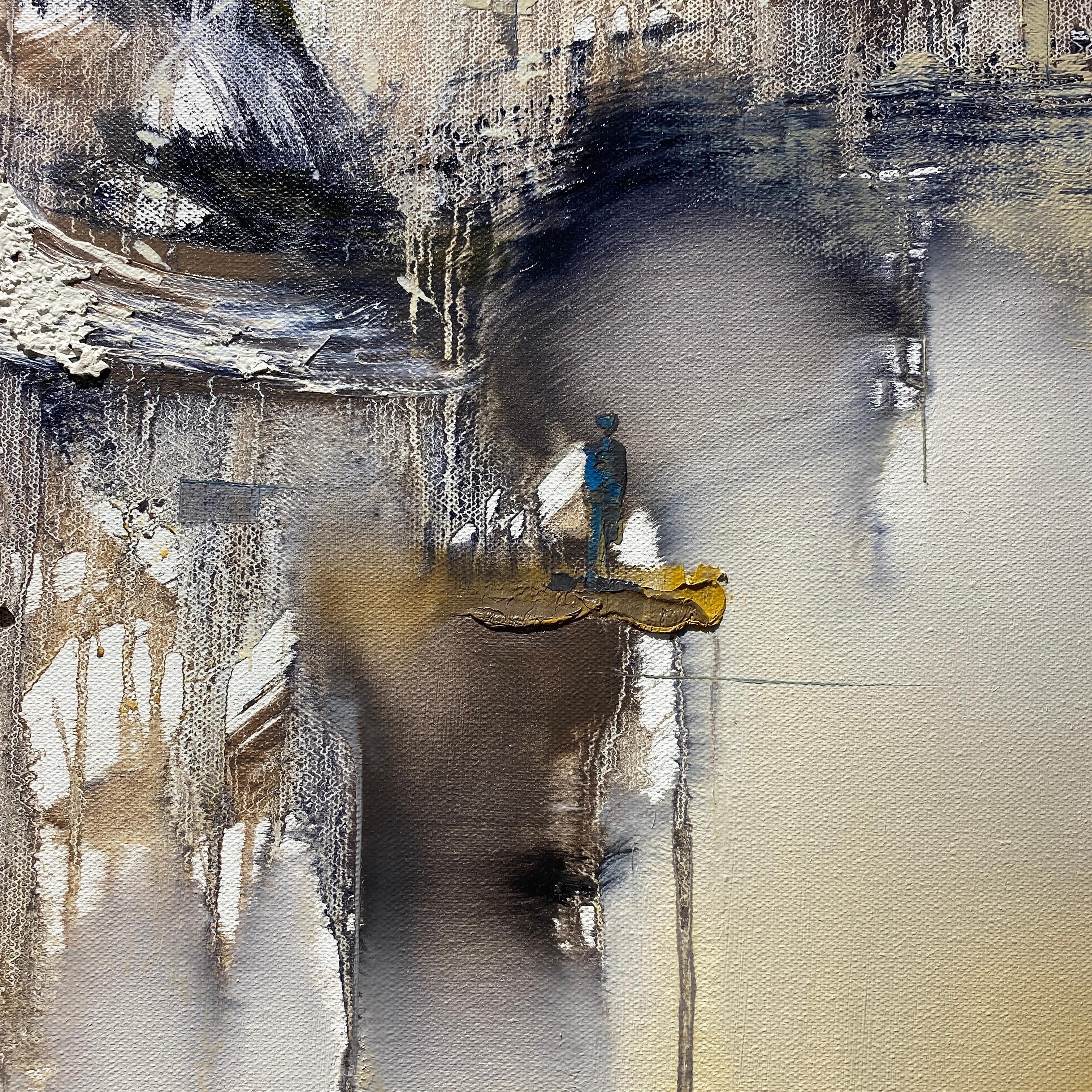 Chinesisches Ölrad, schönes Stadtschiff in China, im zeitgenössischen abstrakten Stil (Abstrakter Impressionismus), Painting, von Gao Xiao Yun