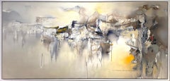 Chinese Oil Stroke Beautiful Township In China In Contemporary Abstract Style