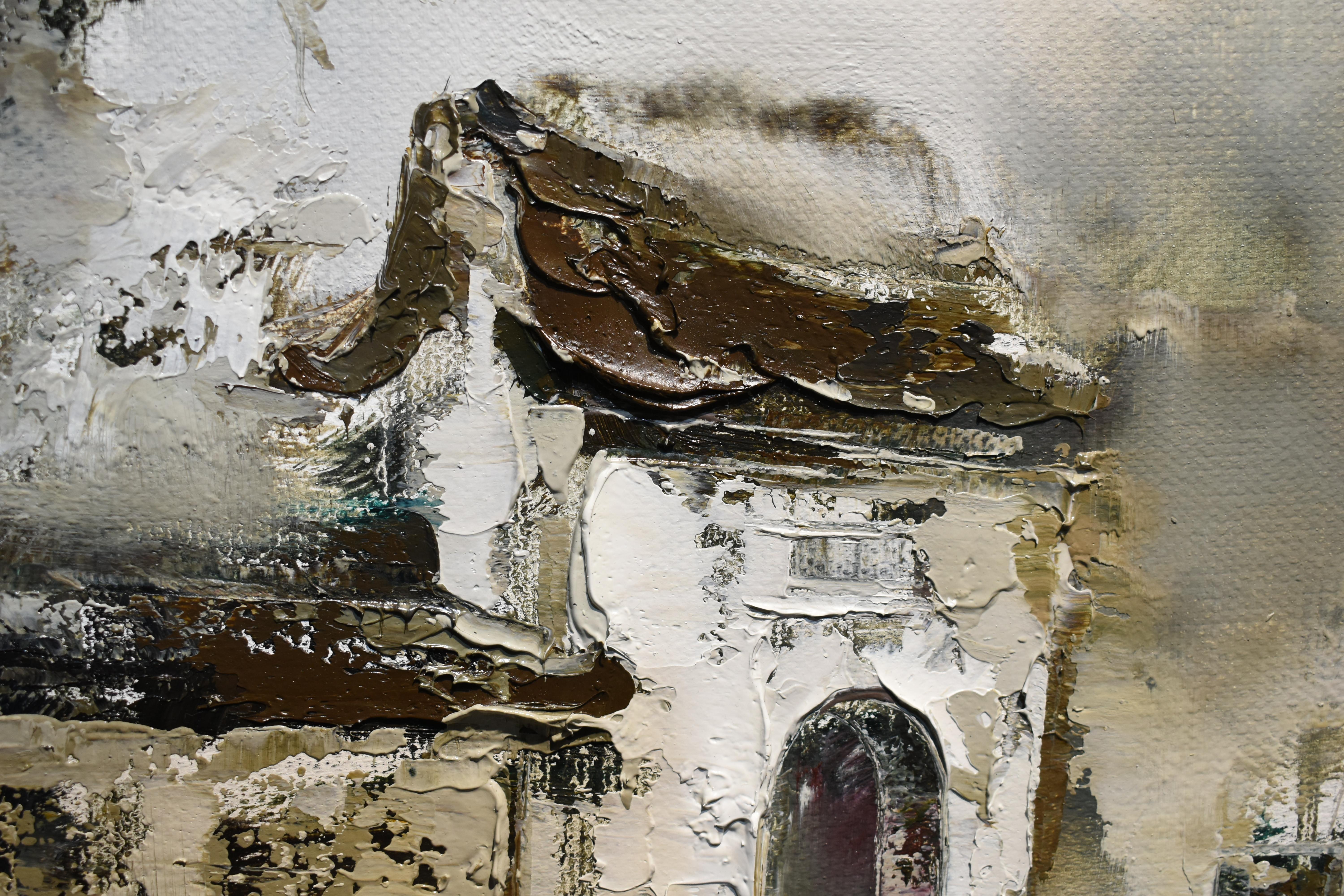 L'abstraction contemporaine abstraite présente A Dreamland entouré d'eau et de brume - Impressionnisme Painting par Gao Xiao Yun