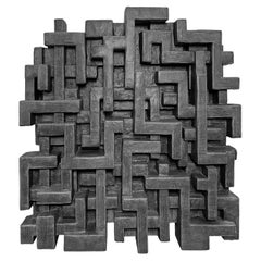 Large Geometric Wall Sculpture in Charcoal Finish Daniel Schneiger