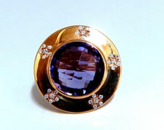 Garavelli 17ct Natural Amethyst Diamonds Ring 18kt Italy