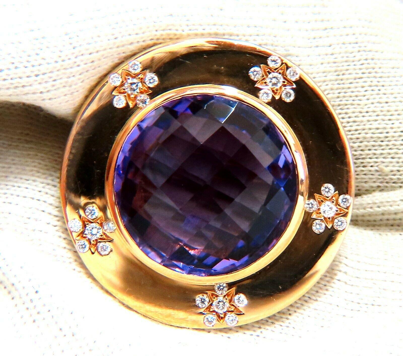 Women's or Men's Garavelli 17ct Natural Amethyst Diamonds Ring 18kt Italy For Sale