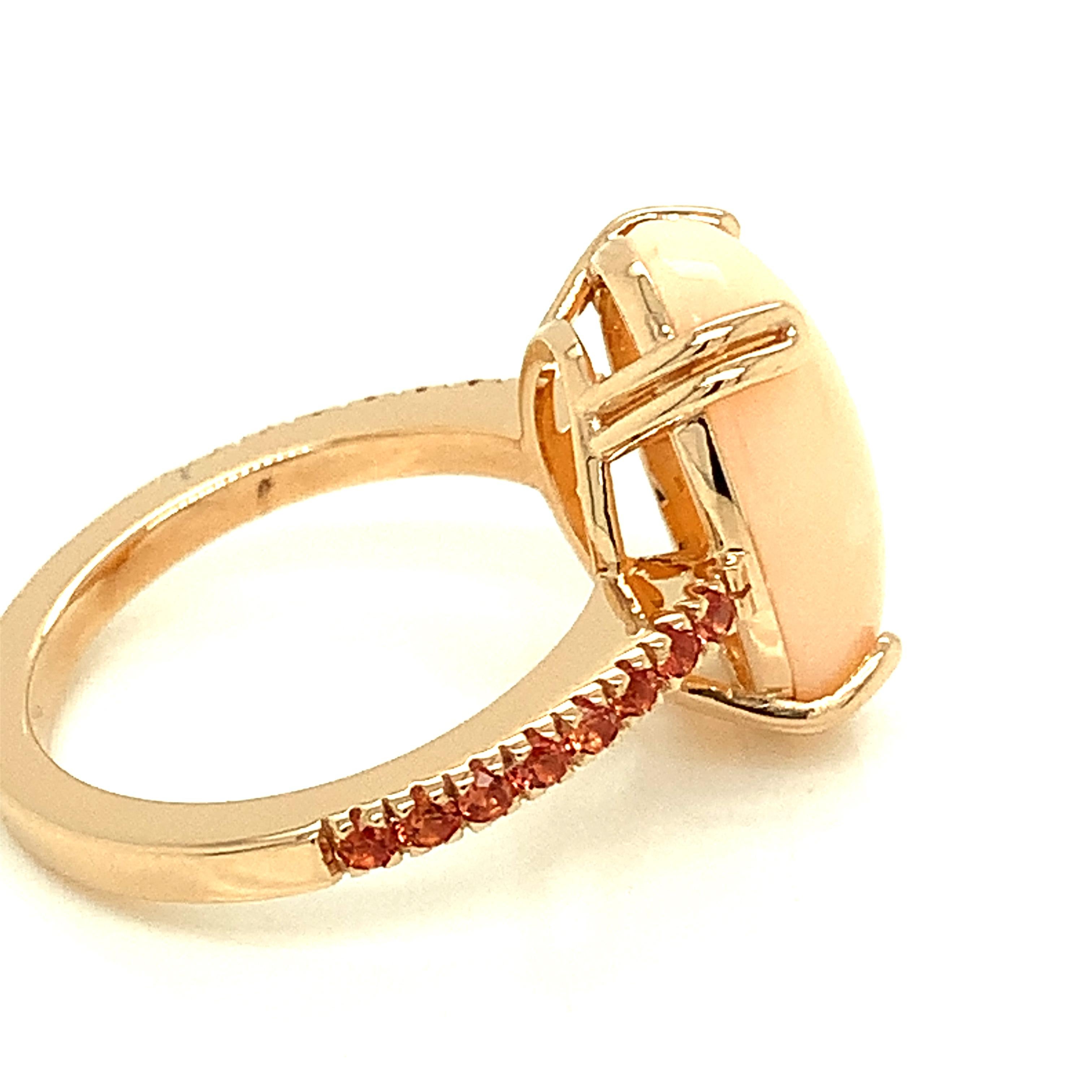 Contemporary Garavelli 18 Karat Pink Gold Pink Opal and Orange Sapphires Ring For Sale