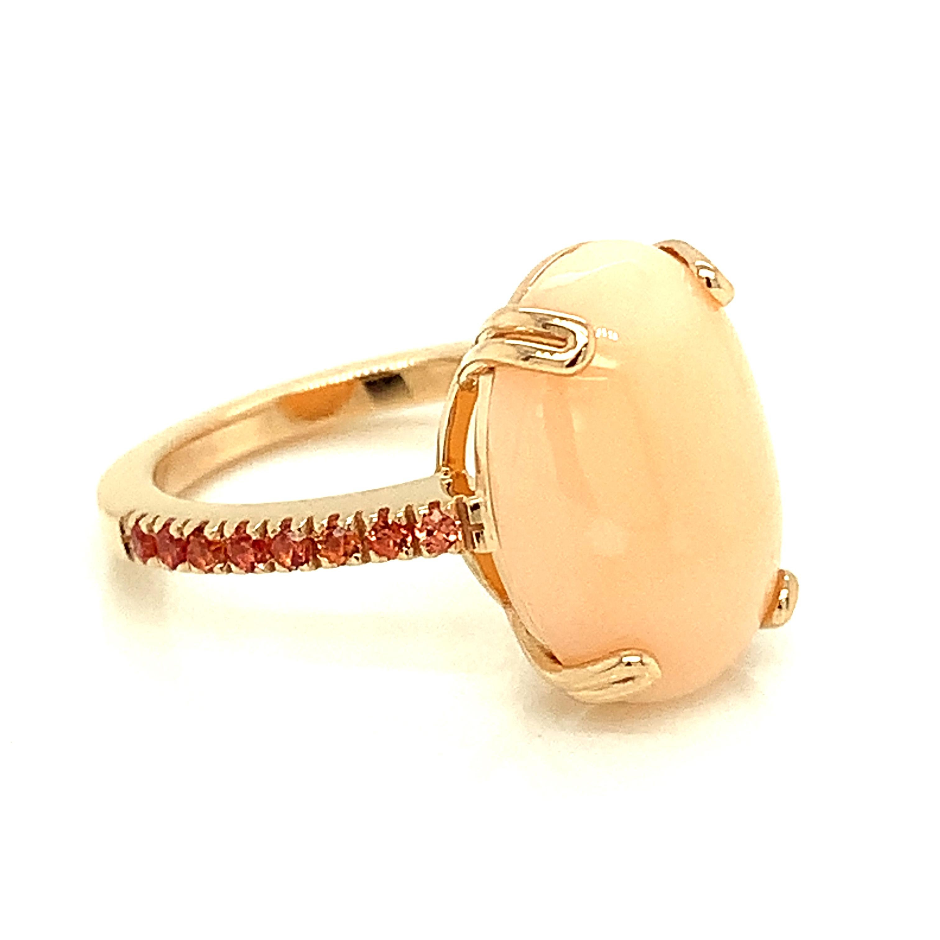 Garavelli Bague en or rose 18 carats avec opale rose et saphirs orange Unisexe en vente