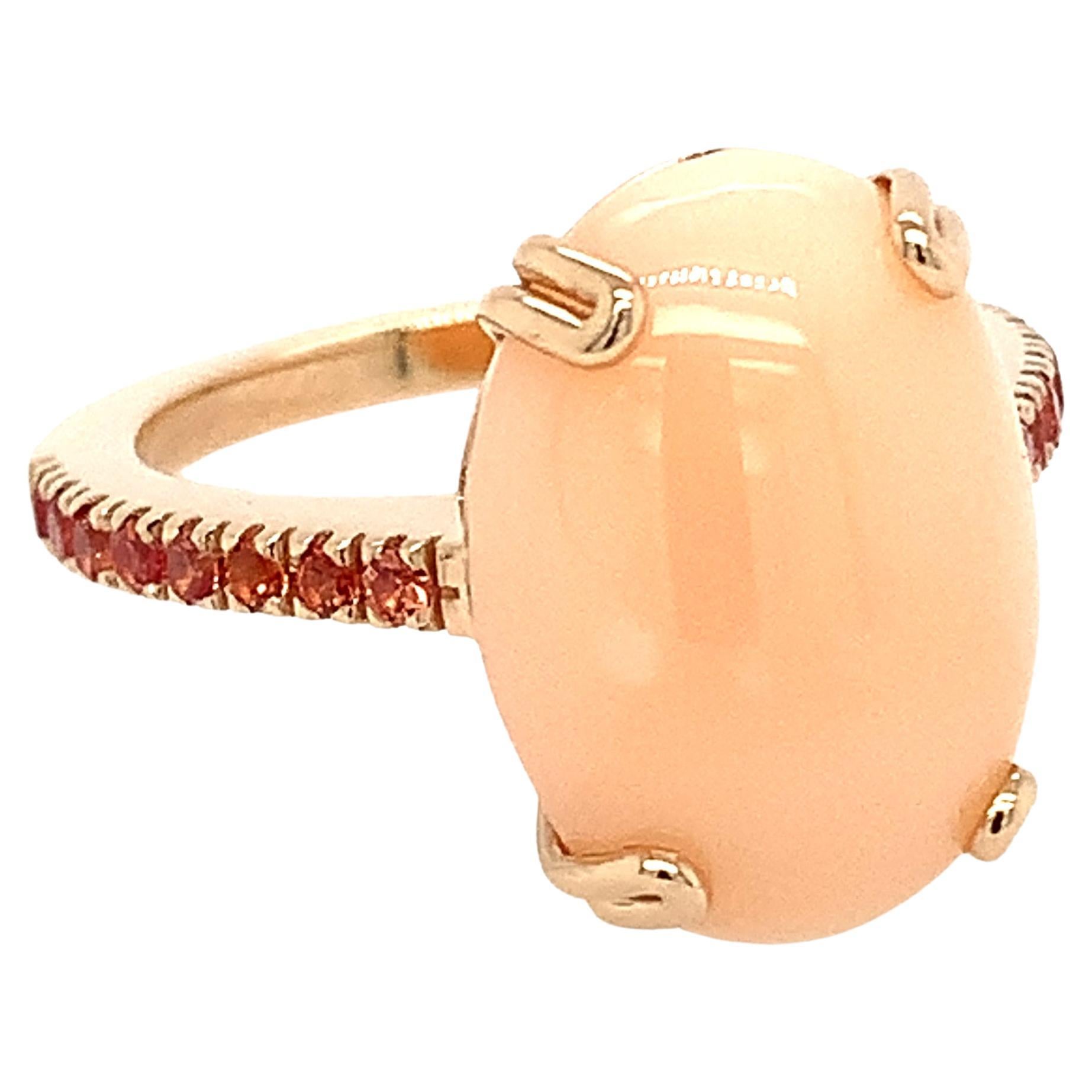 Garavelli Ring aus 18 Karat Rosa Gold mit rosa Opal und orangefarbenen Saphiren