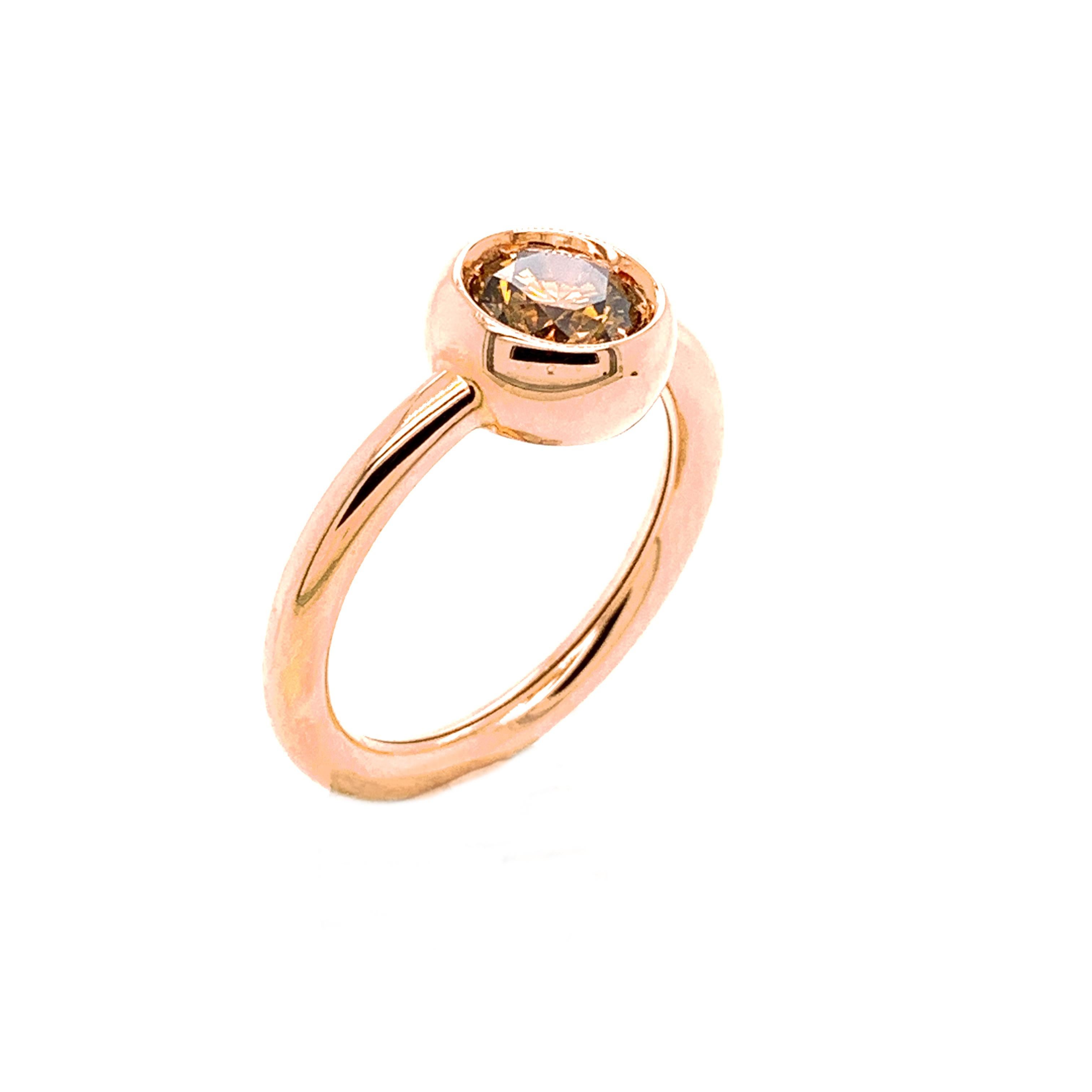 Contemporary Garavelli 18 Karat Rose Gold Brown Diamond Giotto Ring