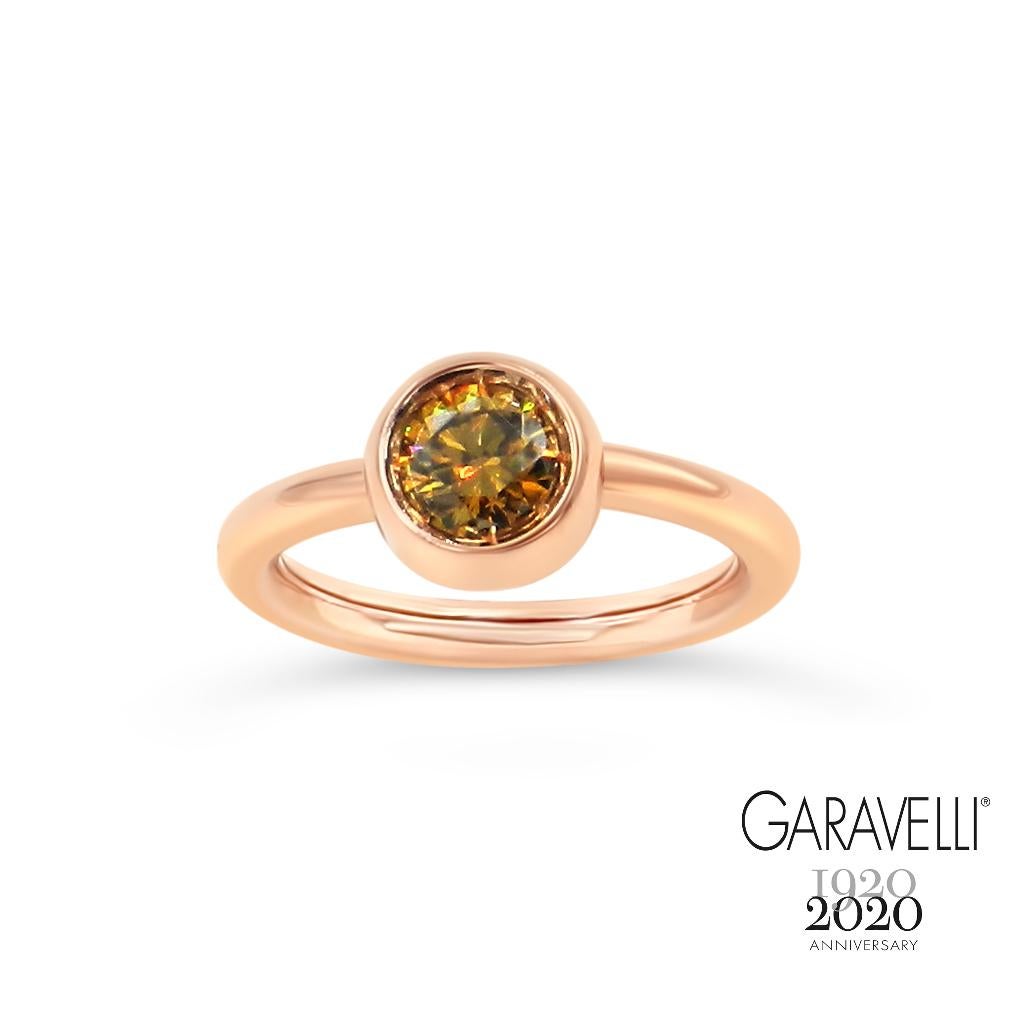 Women's Garavelli 18 Karat Rose Gold Brown Diamond Giotto Ring