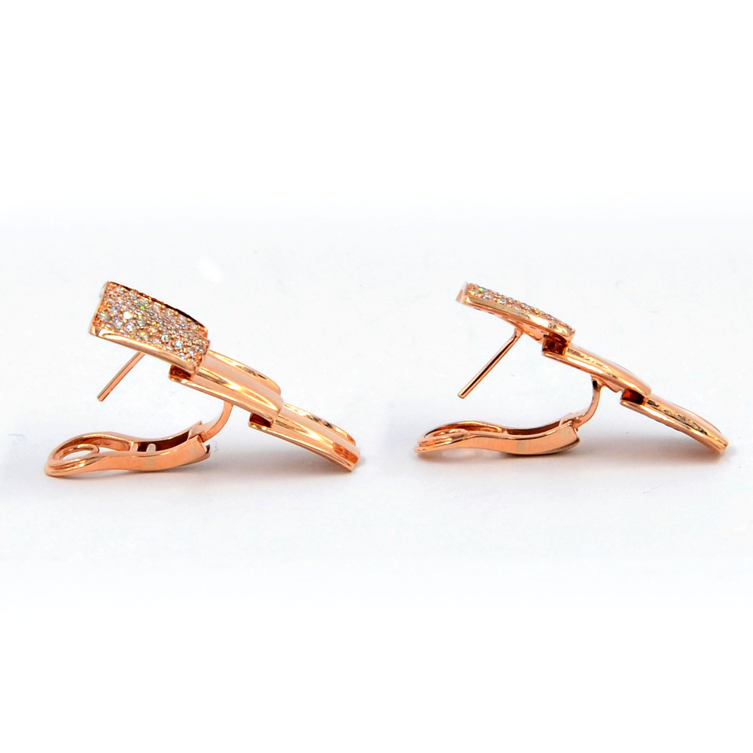 Contemporary Garavelli 18 Karat Rose Gold Diamond Drago Collection Earrings
