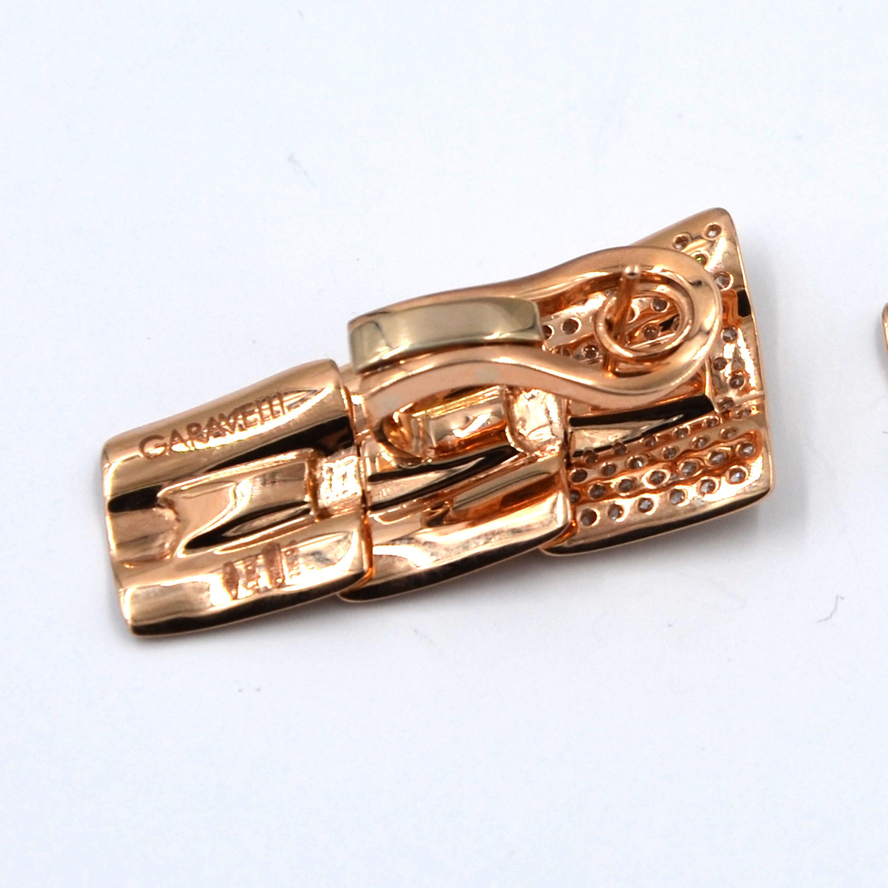 Round Cut Garavelli 18 Karat Rose Gold Diamond Drago Collection Earrings