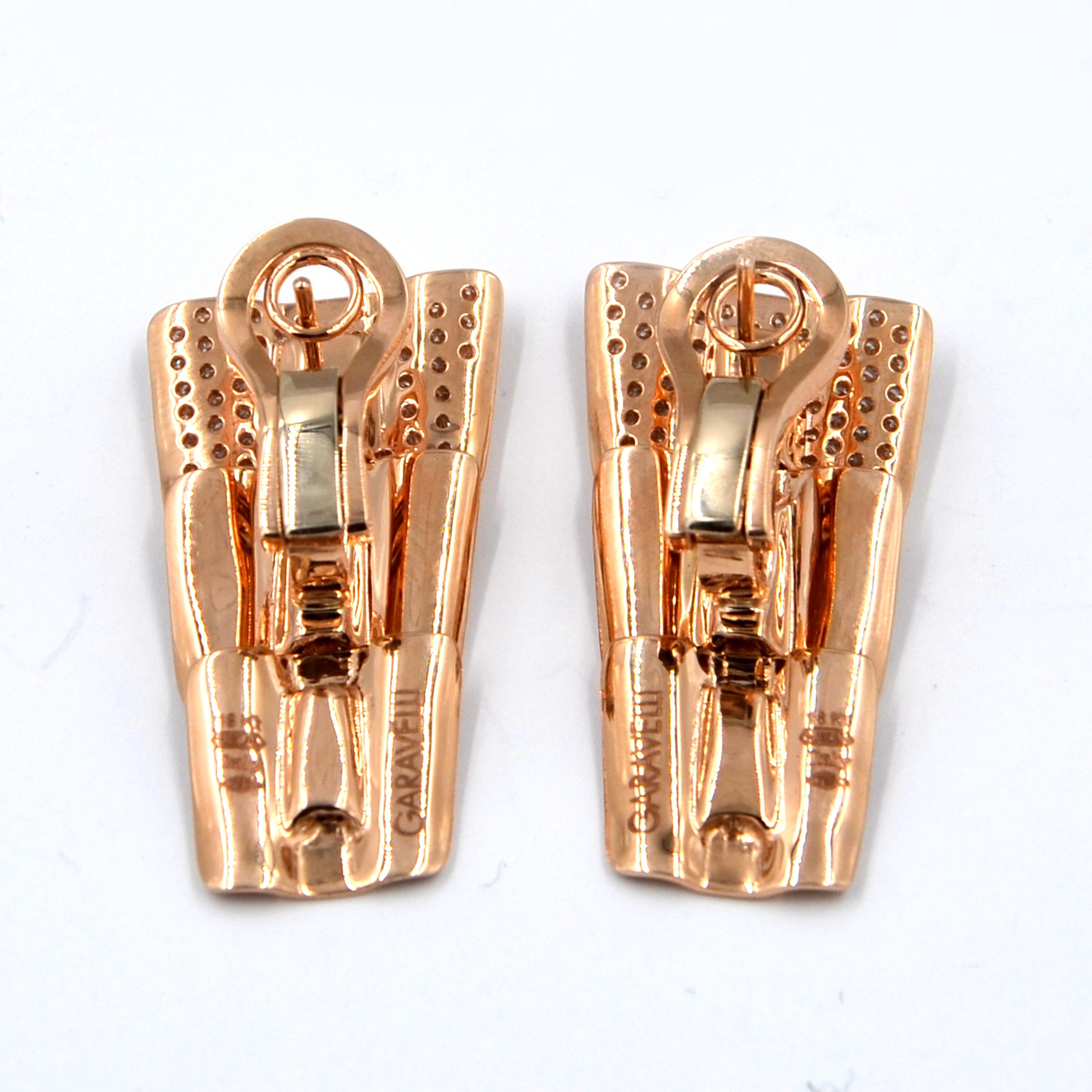 Women's or Men's Garavelli 18 Karat Rose Gold Diamond Drago Collection Earrings