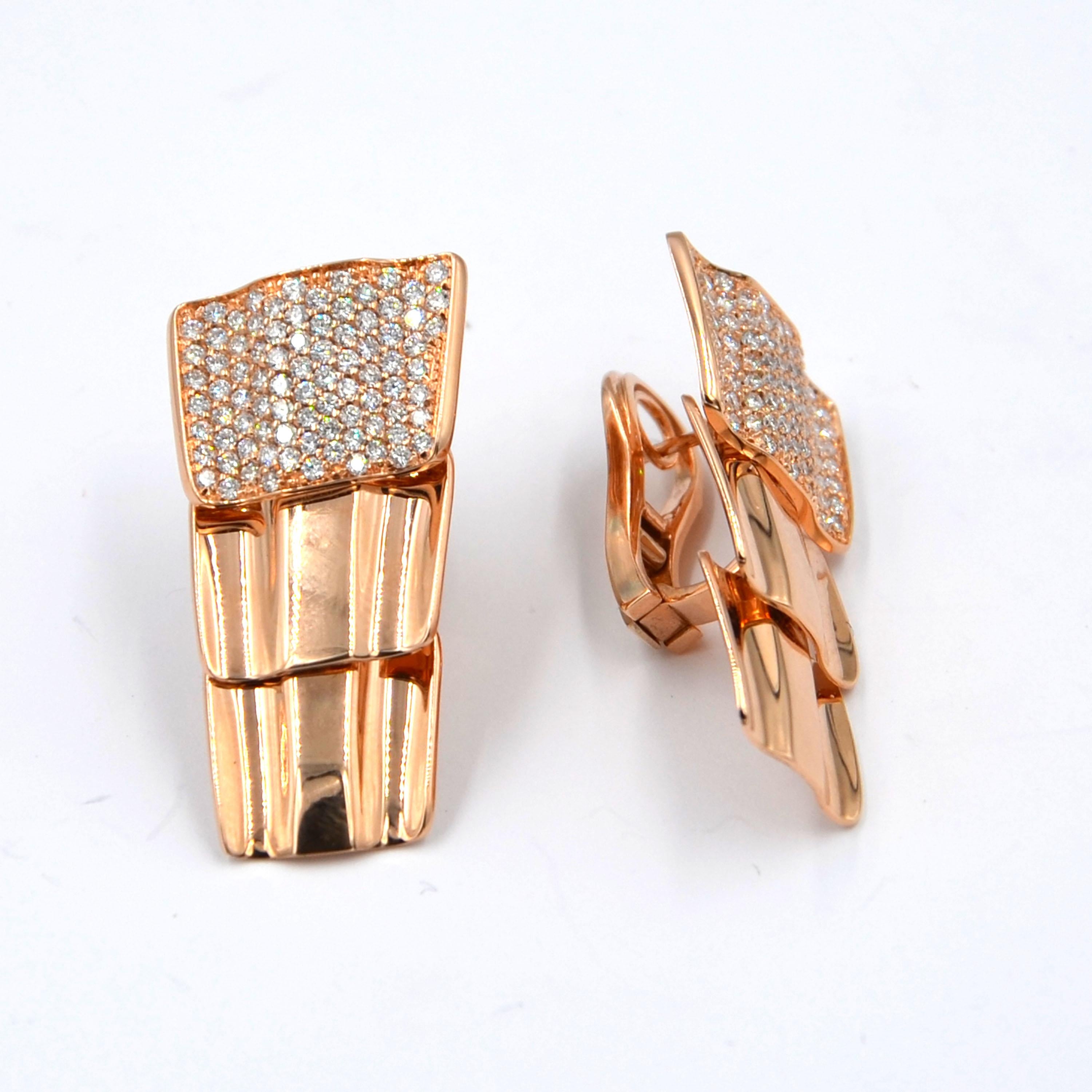 Garavelli 18 Karat Rose Gold Diamond Drago Collection Earrings 1
