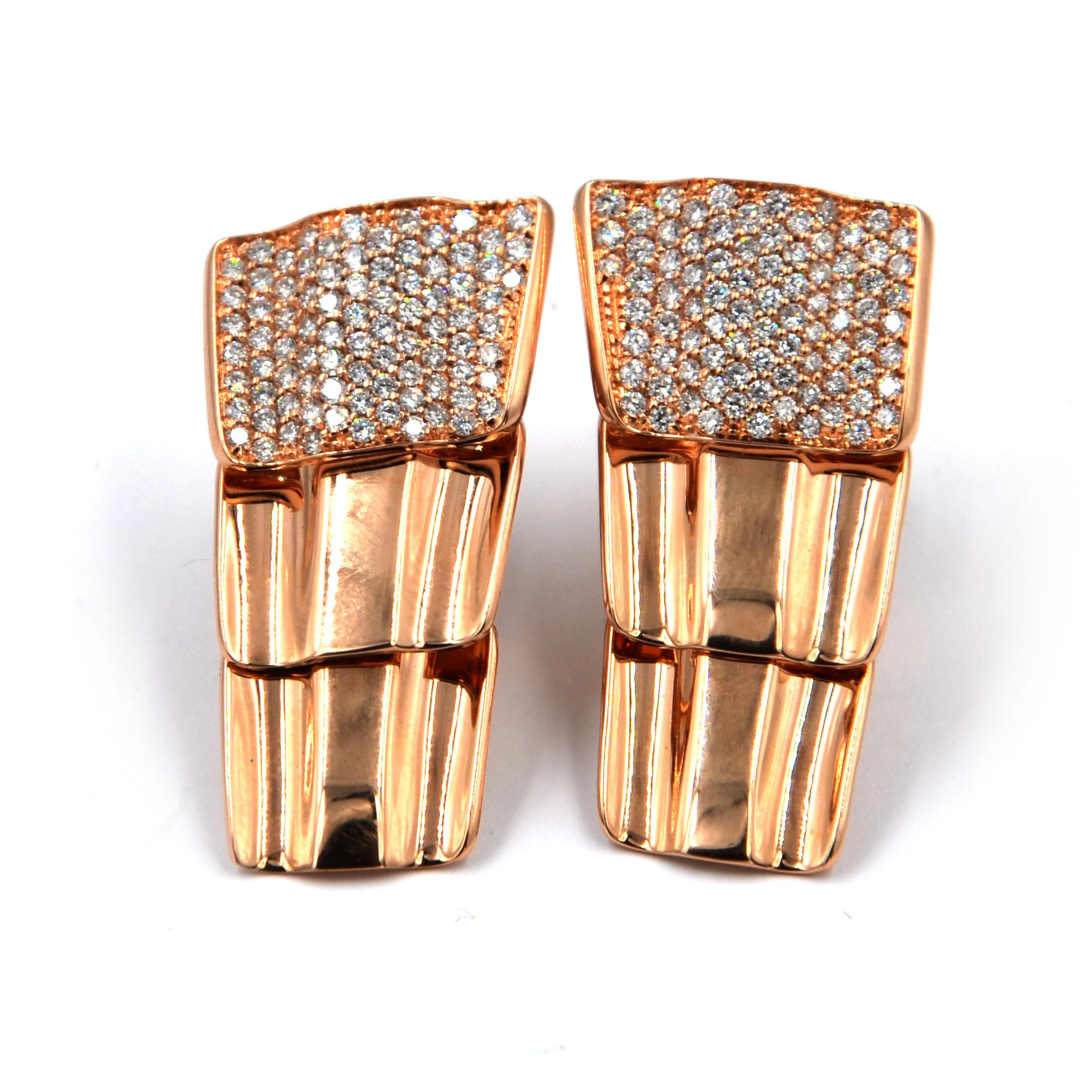 Garavelli 18 Karat Rose Gold Diamond Drago Collection Earrings 2