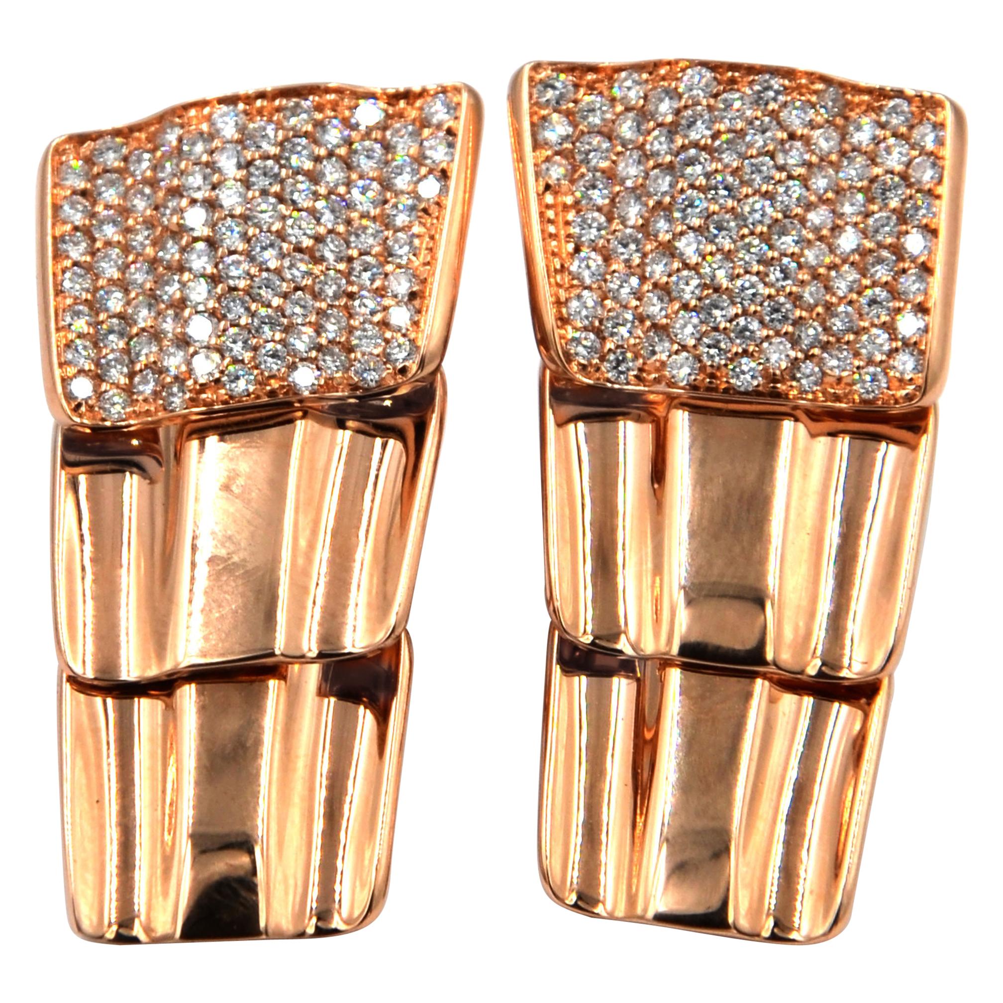 Garavelli 18 Karat Rose Gold Diamond Drago Collection Earrings
18kt GOLD  : gr 15.14
WHITE DIAMONDS ct :1.55
Made in Italy. Ask for the matching bracelet, ring and necklace