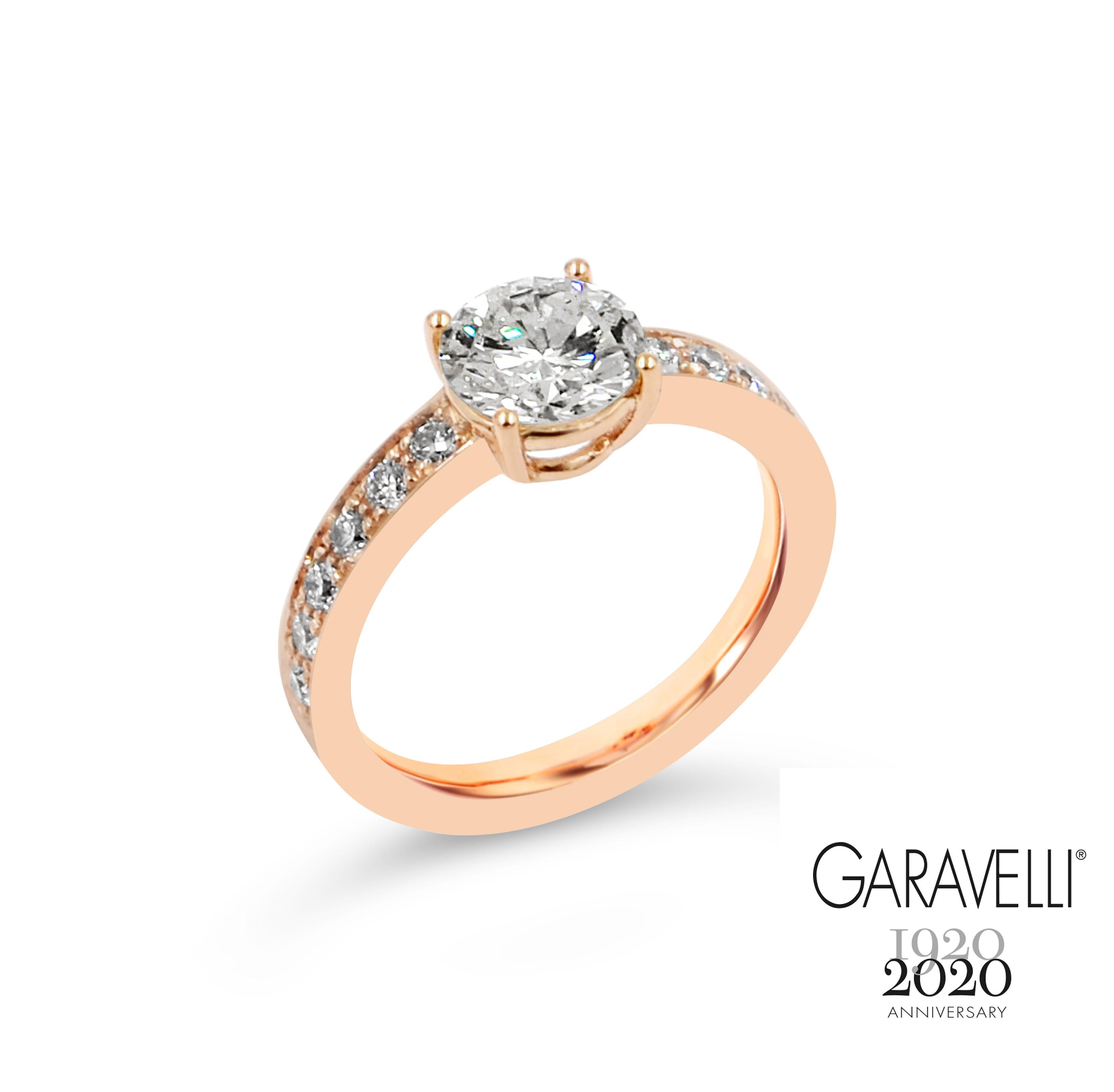 Garavelli 18 Karat Rose Gold Diamonds Engagement Ring For Sale 2