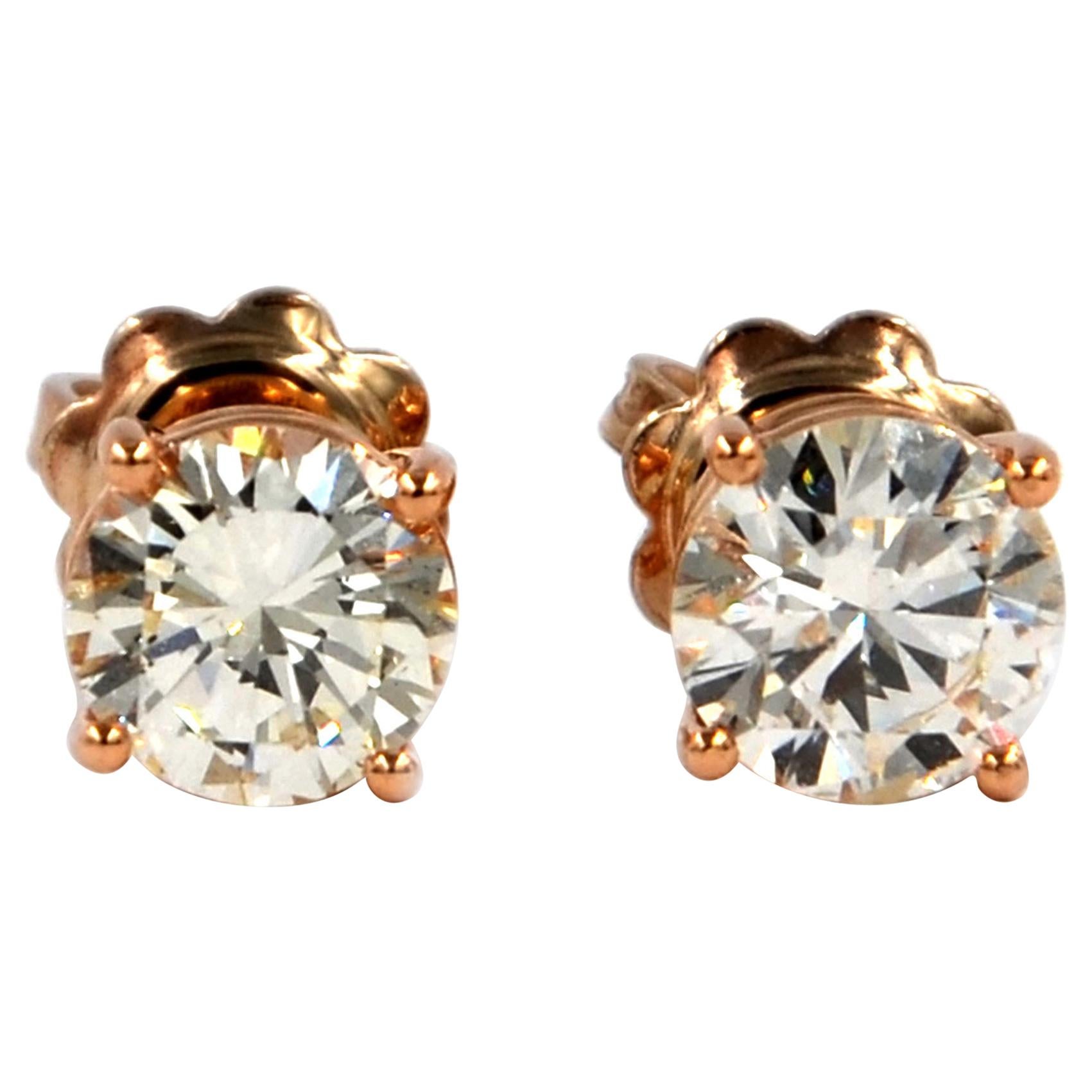 Garavelli 18 Karat Rose Gold Diamonds Stud Earrings For Sale