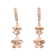 Garavelli Boucles d'oreilles fleur en or rose 18 carats avec fleurs