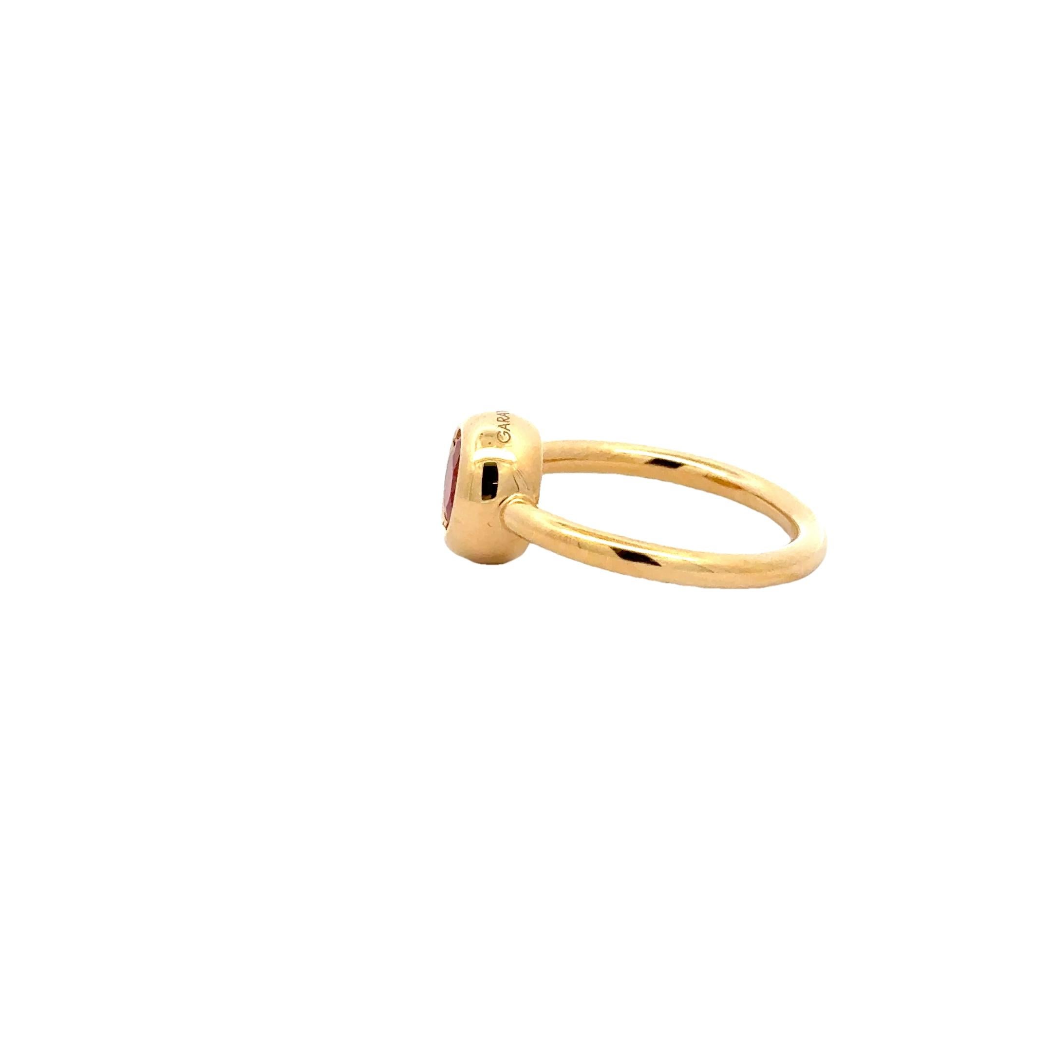 Garavelli Anillo Giotto de Oro Amarillo de 18 Kilates con Ópalo de Fuego Mexicano en venta 6