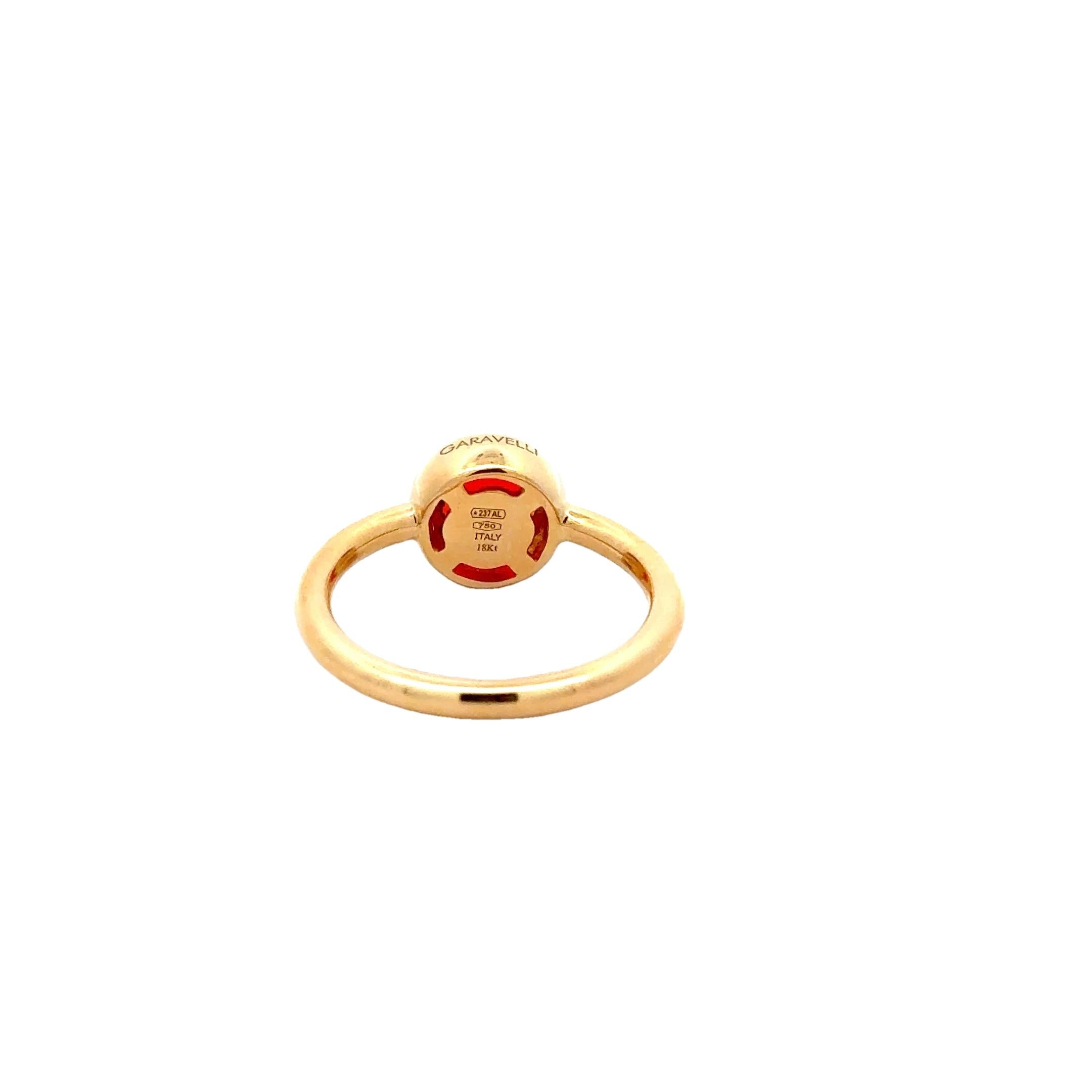 Garavelli Anillo Giotto de Oro Amarillo de 18 Kilates con Ópalo de Fuego Mexicano en venta 7