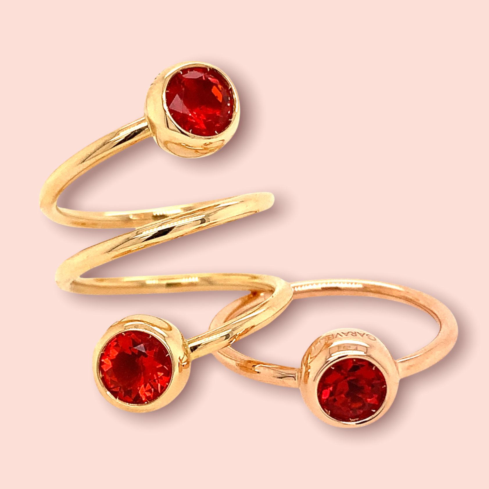 Garavelli 18 Karat Rose Gold Mexican Fire Opal Giotto Collection Ring. Ring size 55  US 7
The gold head of the ring is diameter mm 7 height mm 4
The red mexican fire opal is ct :0.35  diameter 5 mm
18KT GOLD  :GR 2.50
Also available necklace or