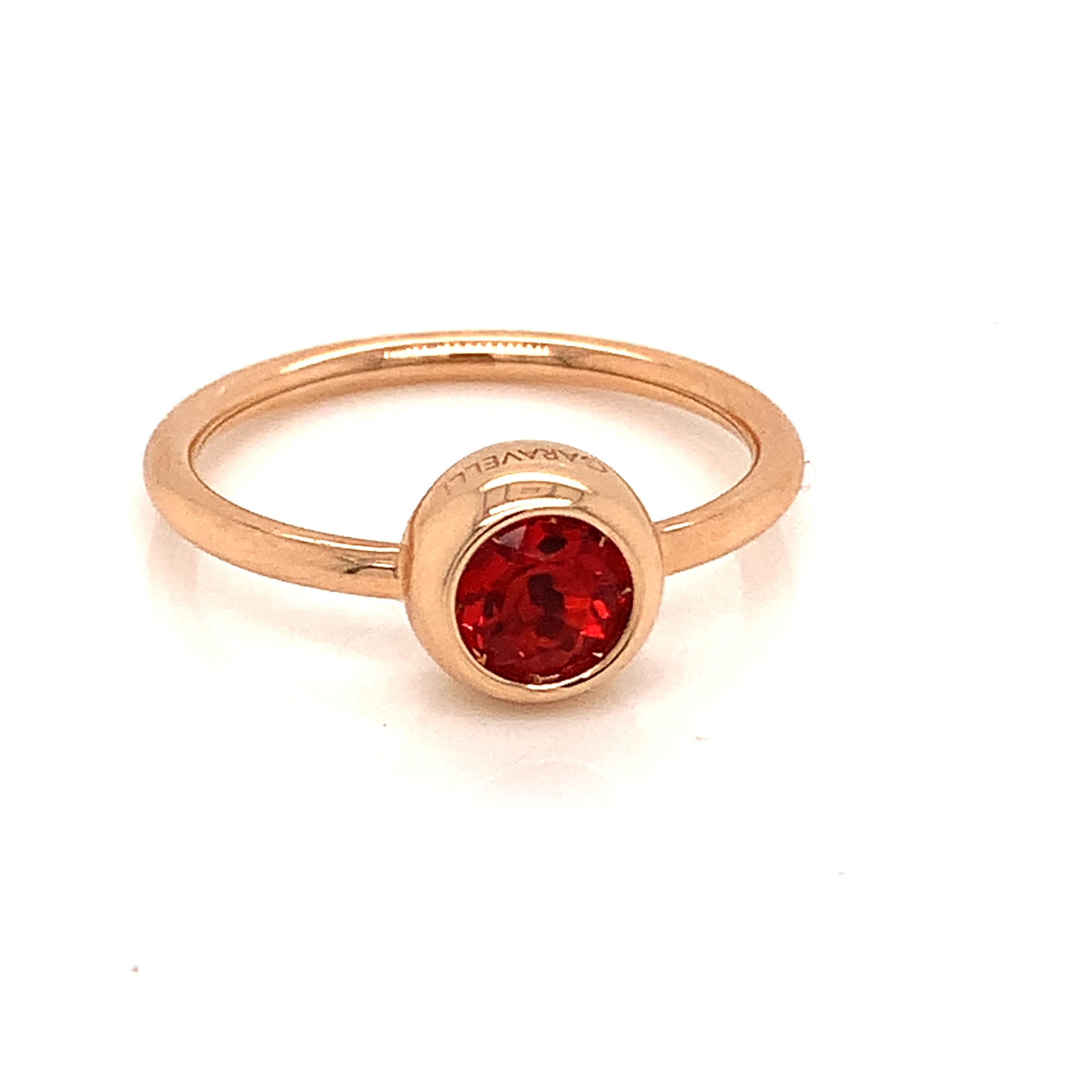 Round Cut Garavelli 18 Karat Rose Gold Mexican Fire Opal Giotto Ring For Sale