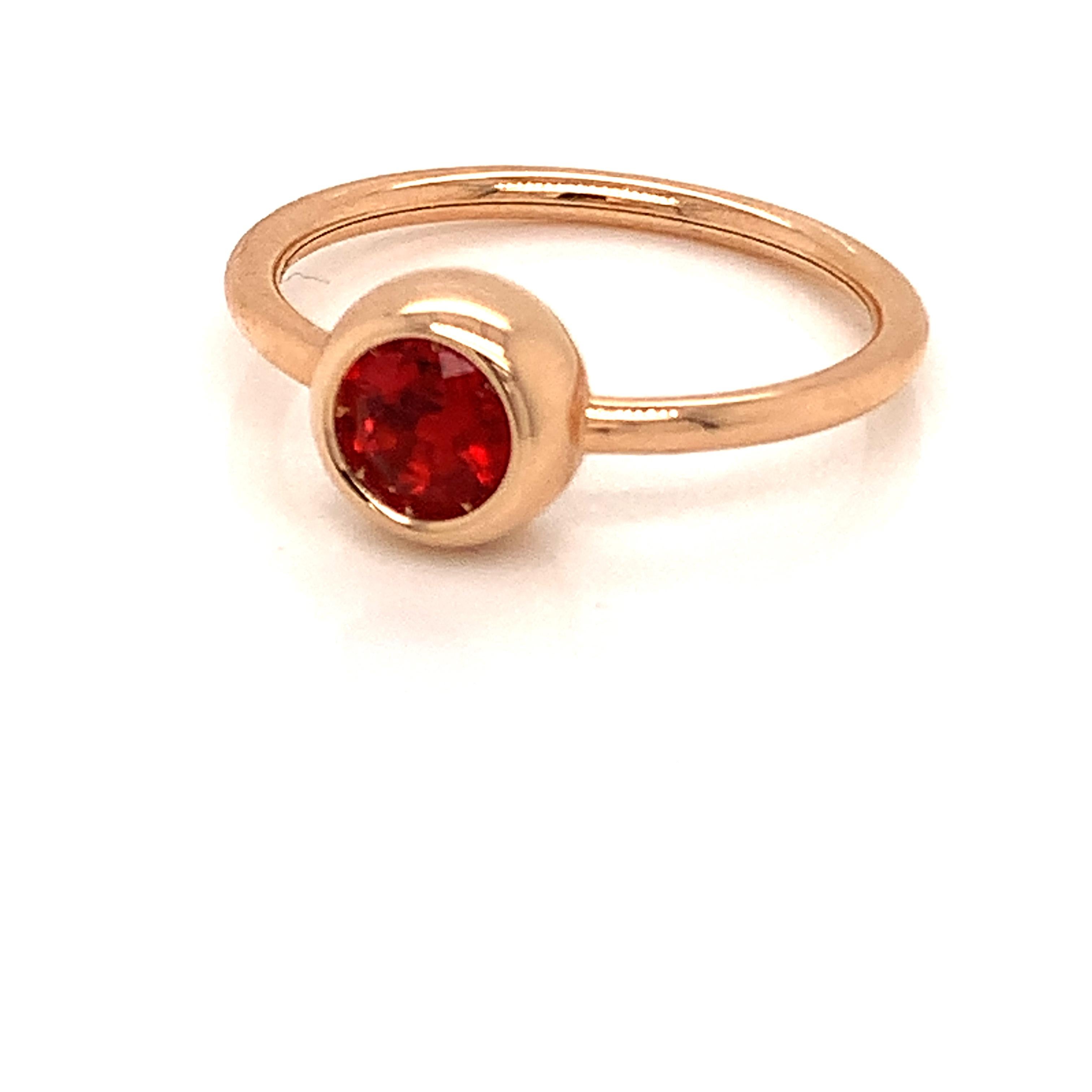 Round Cut Garavelli 18 Karat Rose Gold Mexican Fire Opal Giotto Ring