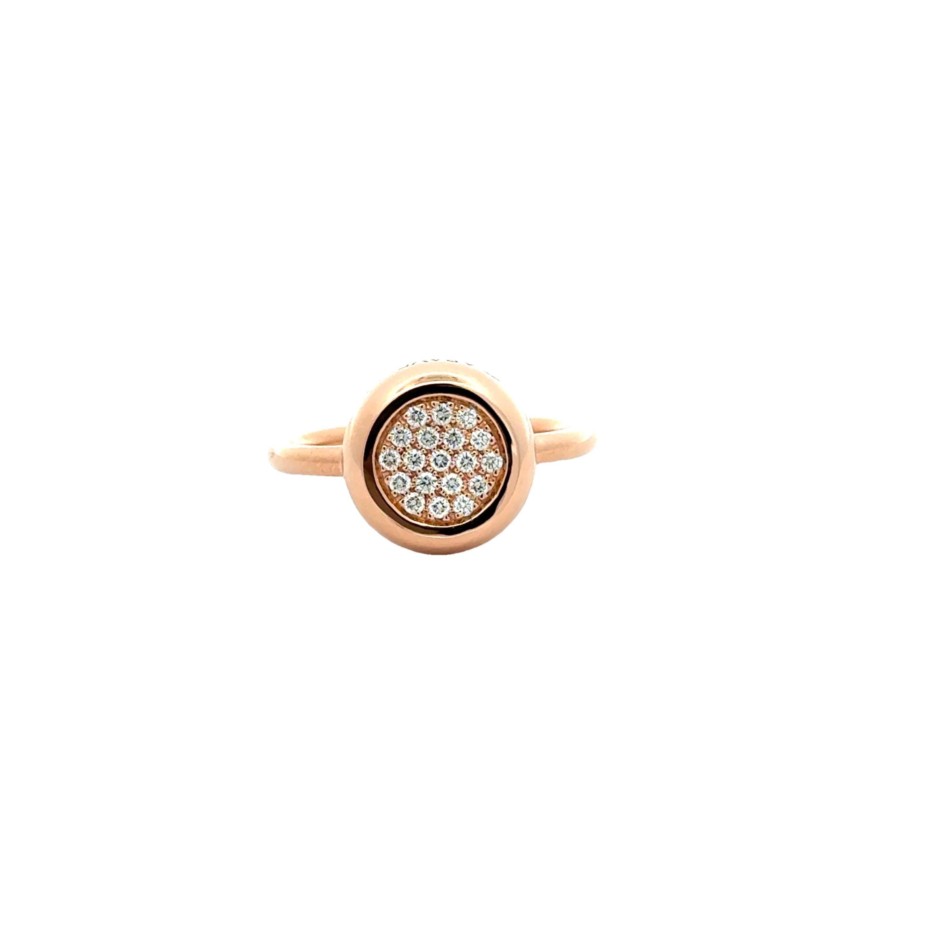 Anillo Garavelli de oro rosa de 18 quilates con pavé de diamantes de 0,20 ct Giotto en Nuevo estado para la venta en Valenza, IT