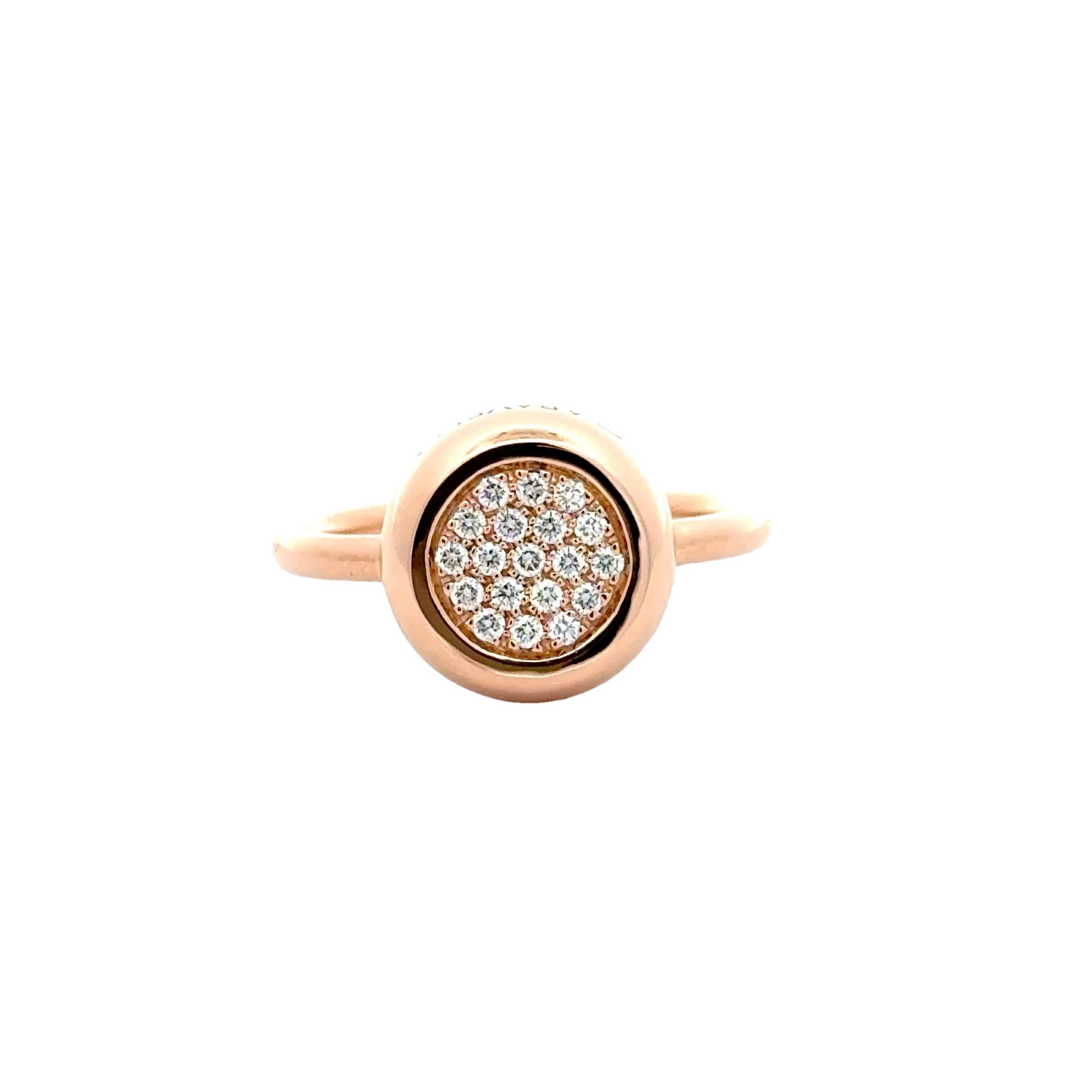 Anillo Garavelli de oro rosa de 18 quilates con pavé de diamantes de 0,20 ct Giotto en venta 1