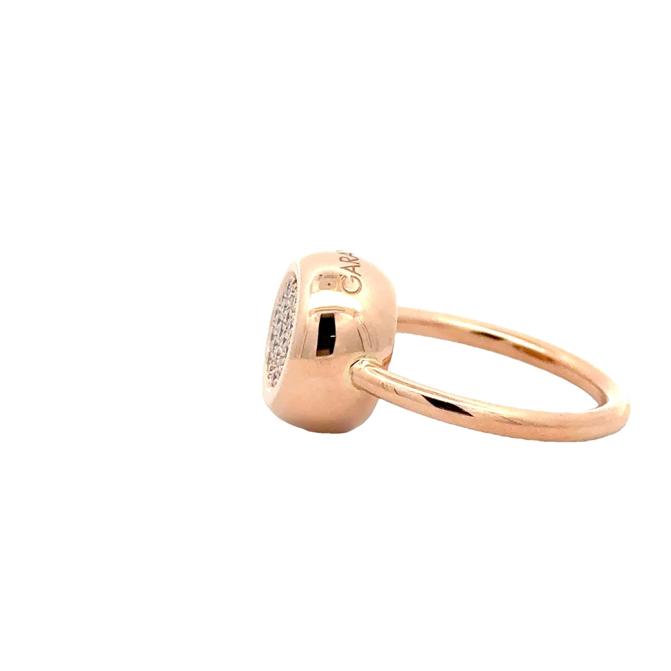 Anillo Garavelli de oro rosa de 18 quilates con pavé de diamantes de 0,20 ct Giotto en venta 2