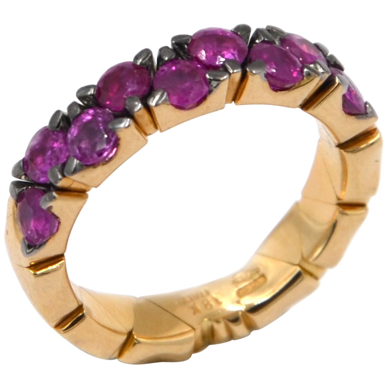 Garavelli 18 Karat Rose Gold Rubies Coil Ring