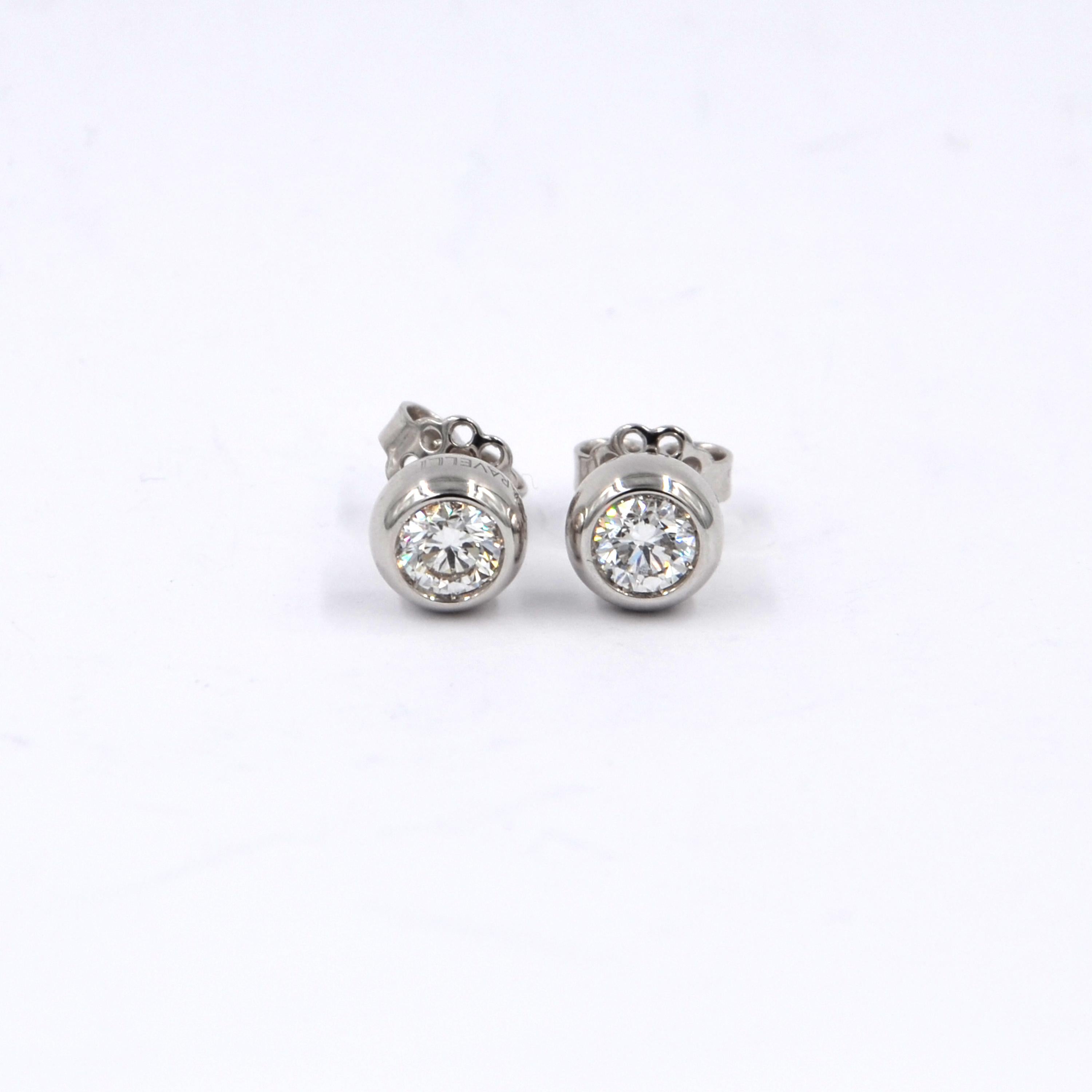 Garavelli 18 Karat White Diamond Giotto Stud Earrings 5