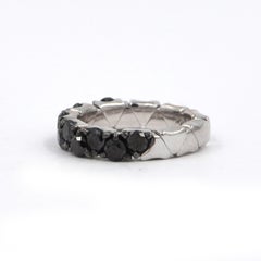 Garavelli 18 Karat White Gold Black Diamonds Coil Ring