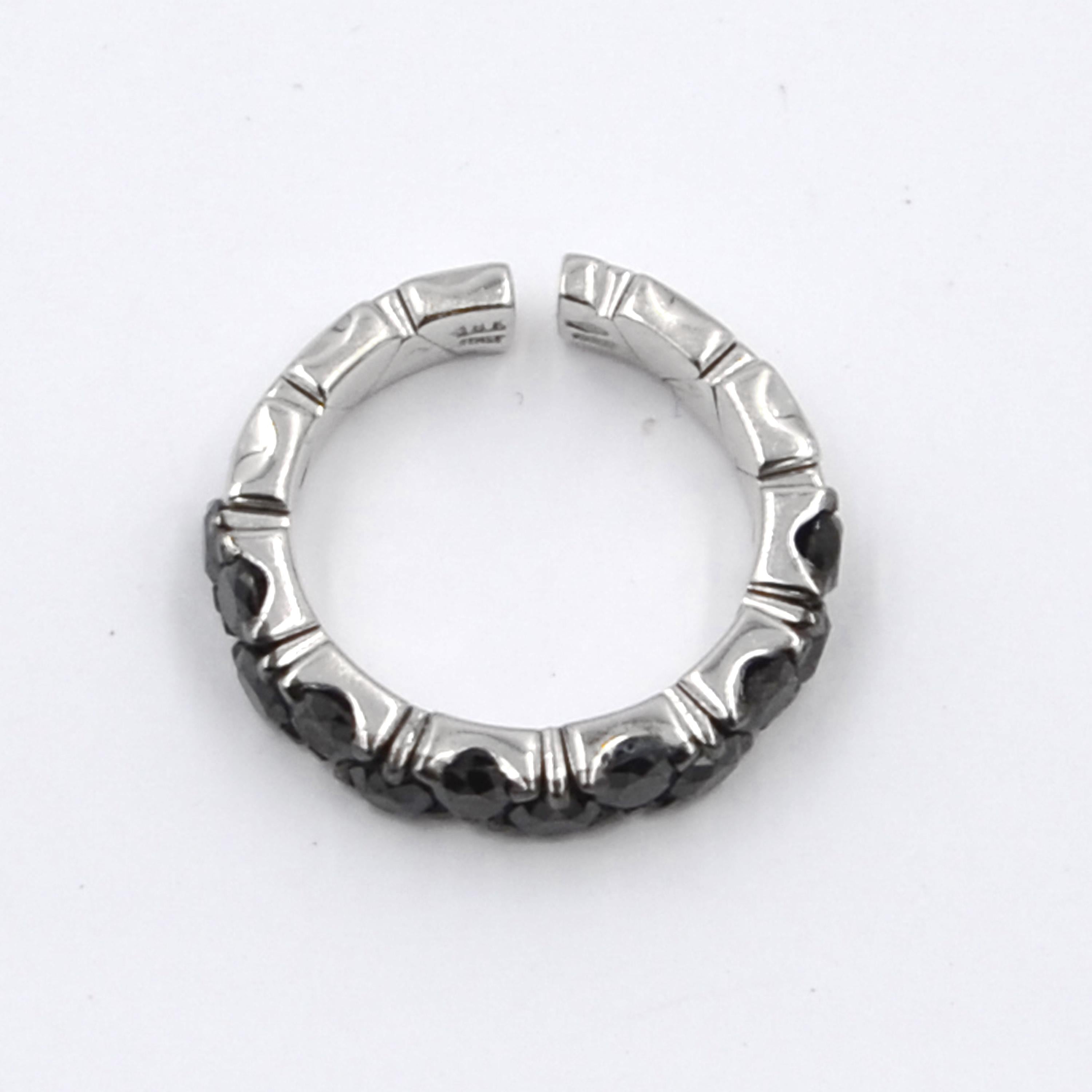 Garavelli 18 Karat White Gold Black Diamonds Coil Ring In New Condition In Valenza, IT