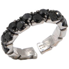 Garavelli Bague coulissante en or blanc 18 carats avec diamants noirs