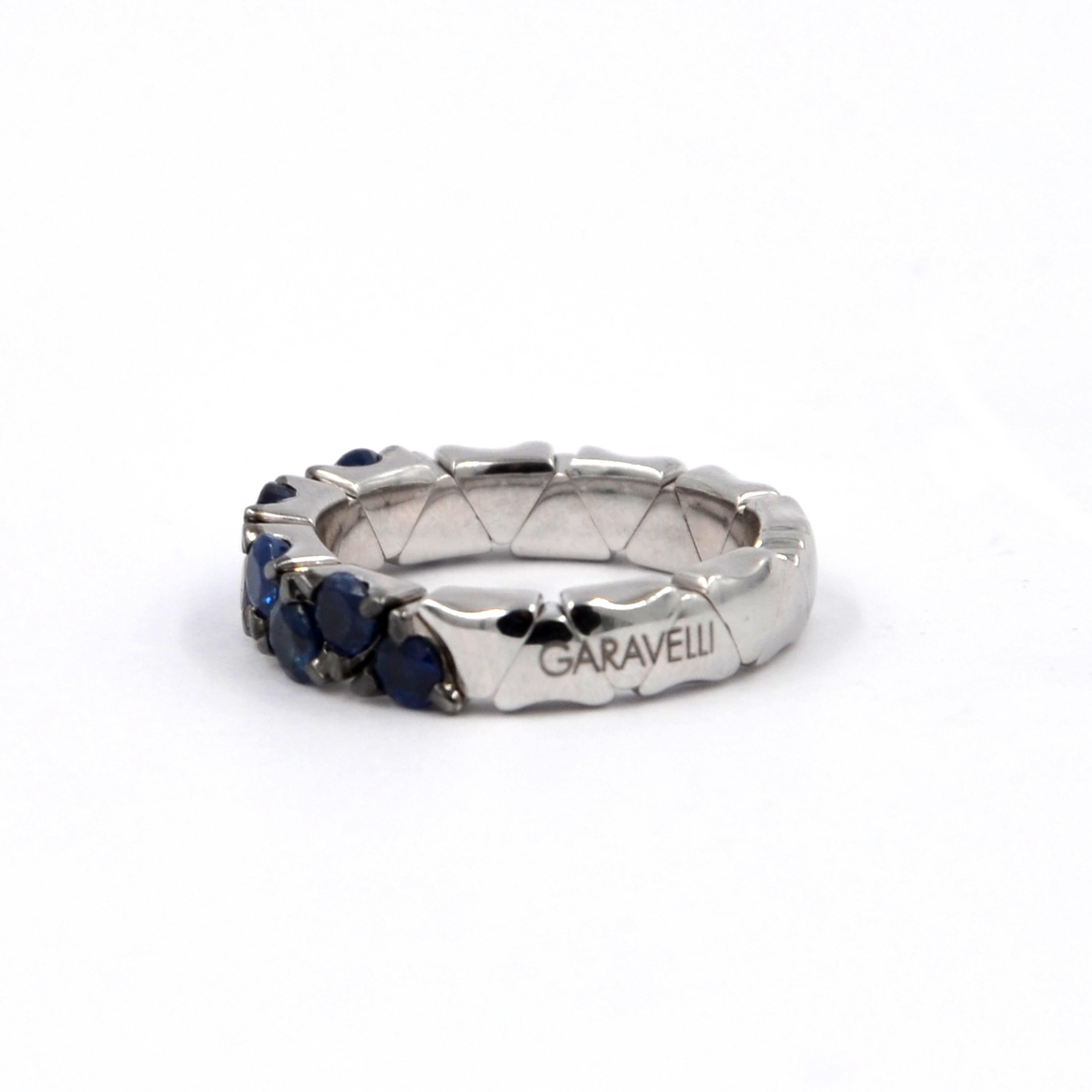 Contemporary Garavelli 18 Karat White Gold Blue Sapphires Coil Ring