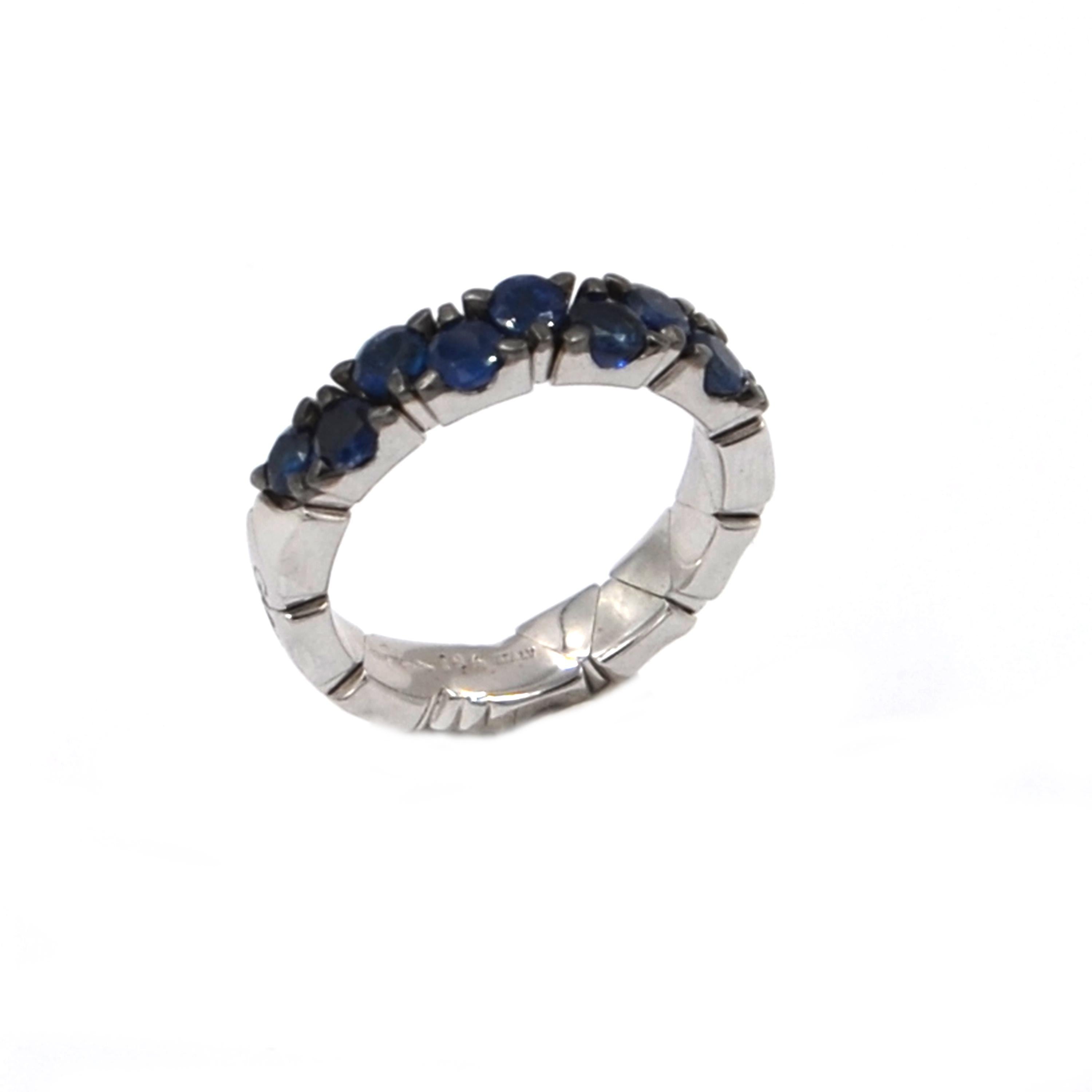 Rose Cut Garavelli 18 Karat White Gold Blue Sapphires Coil Ring